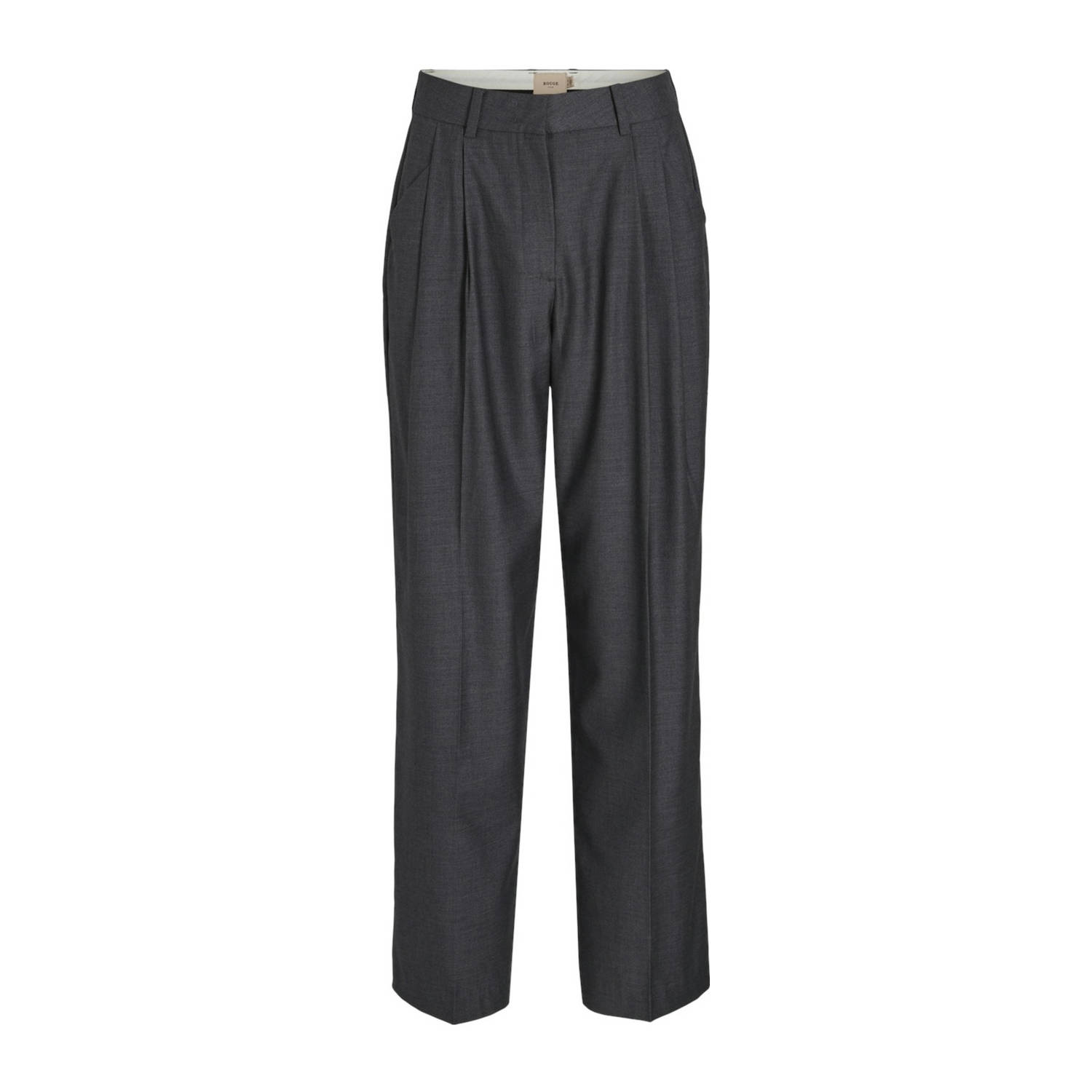 ROUGE EDIT high waist straight fit pantalon VISADIE donkergrijs