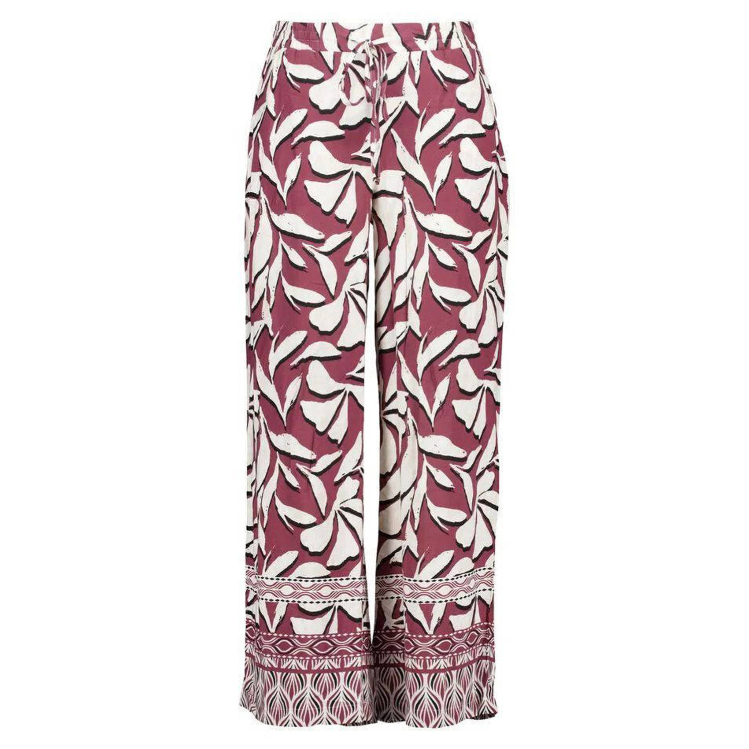 MS Mode wide leg pantalon met all over print rood ecru