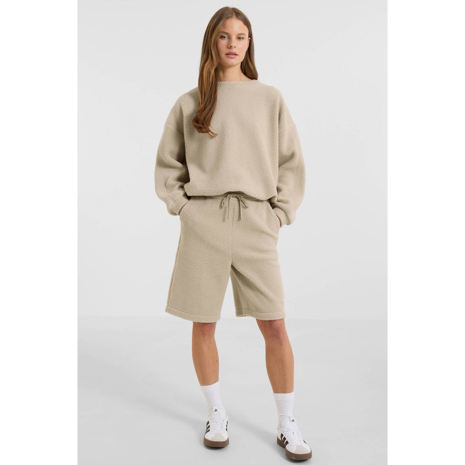 Anytime teddy fleece short beige