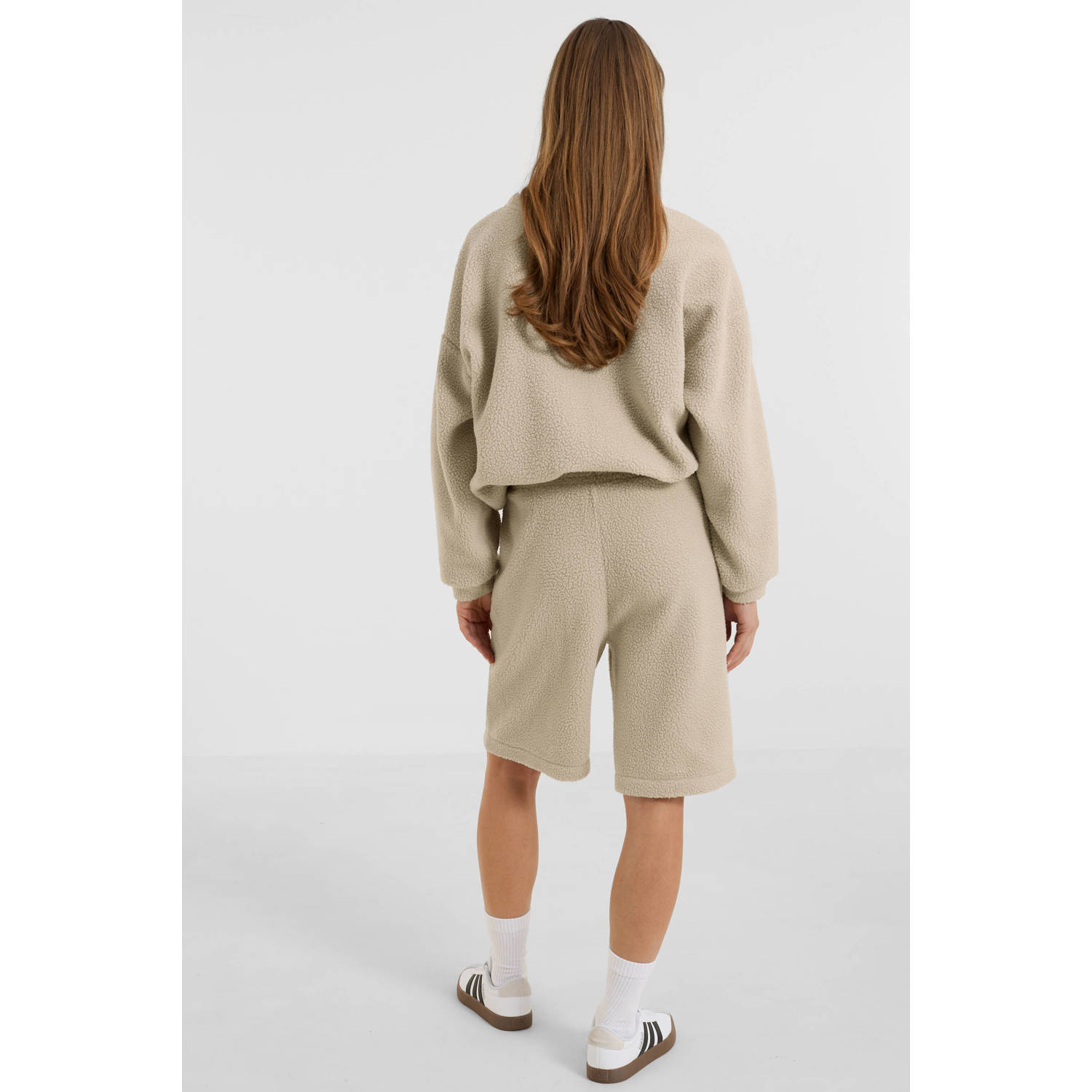 anytime teddy fleece short beige