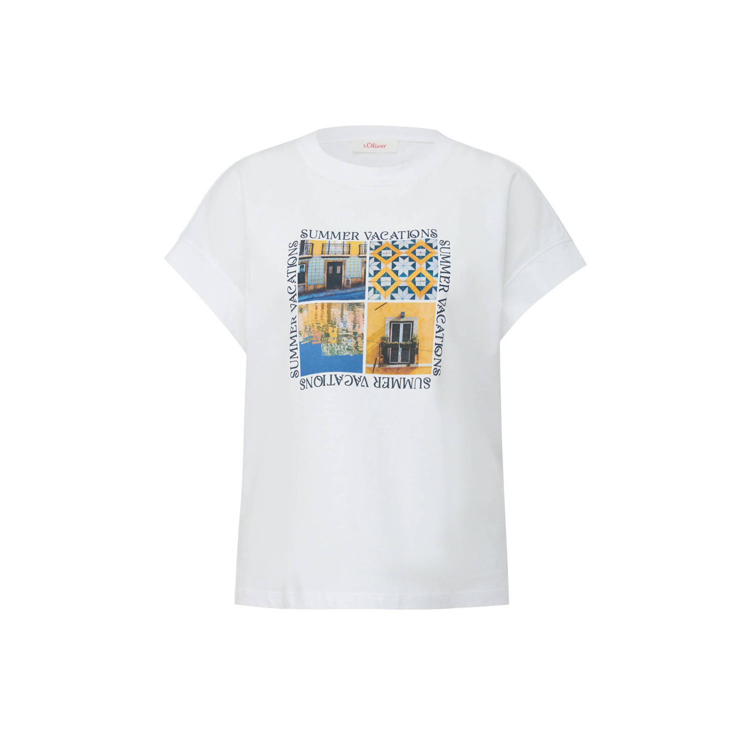 s.Oliver T-shirt met printopdruk ecru geel