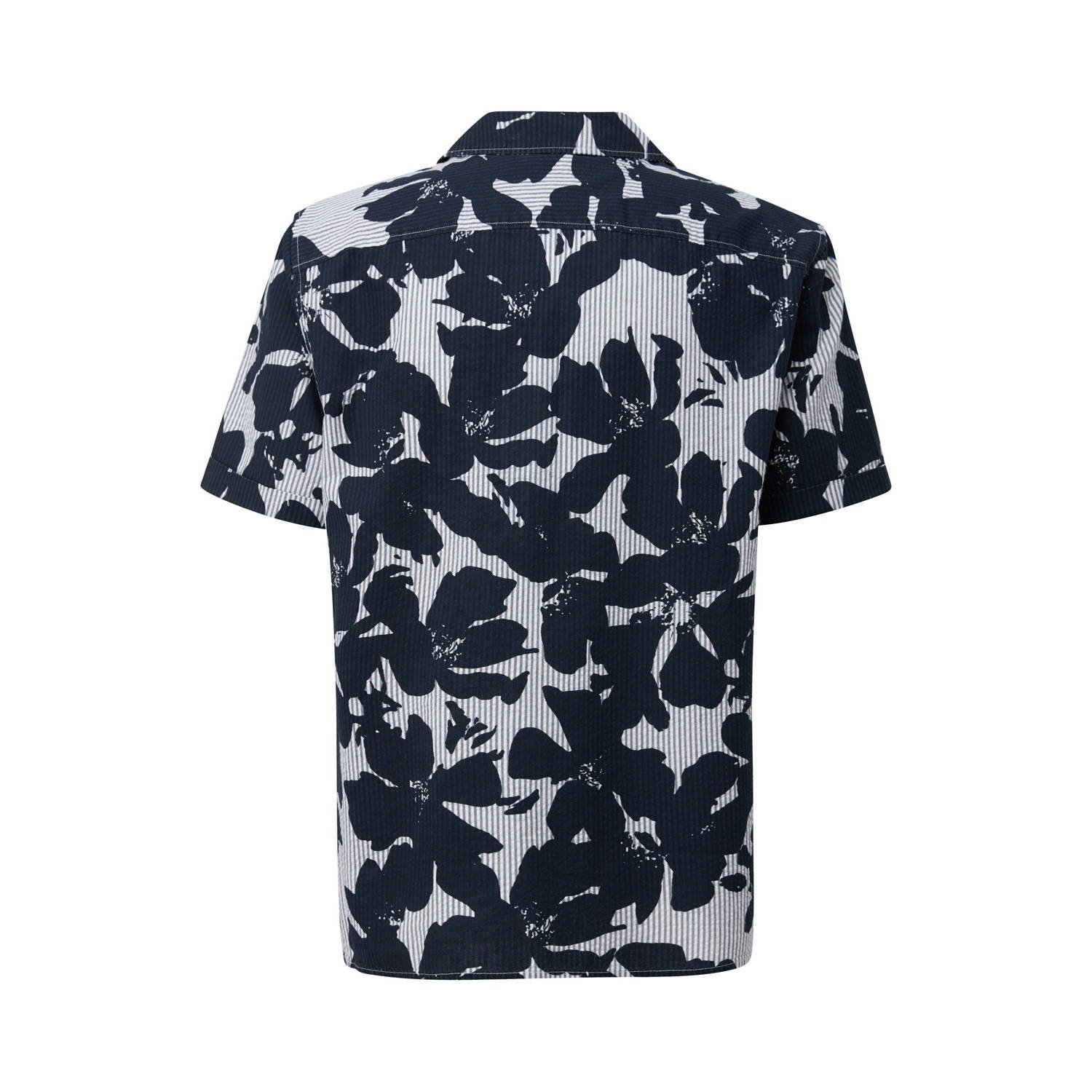 s.Oliver regular fit overhemd met all over print blauw