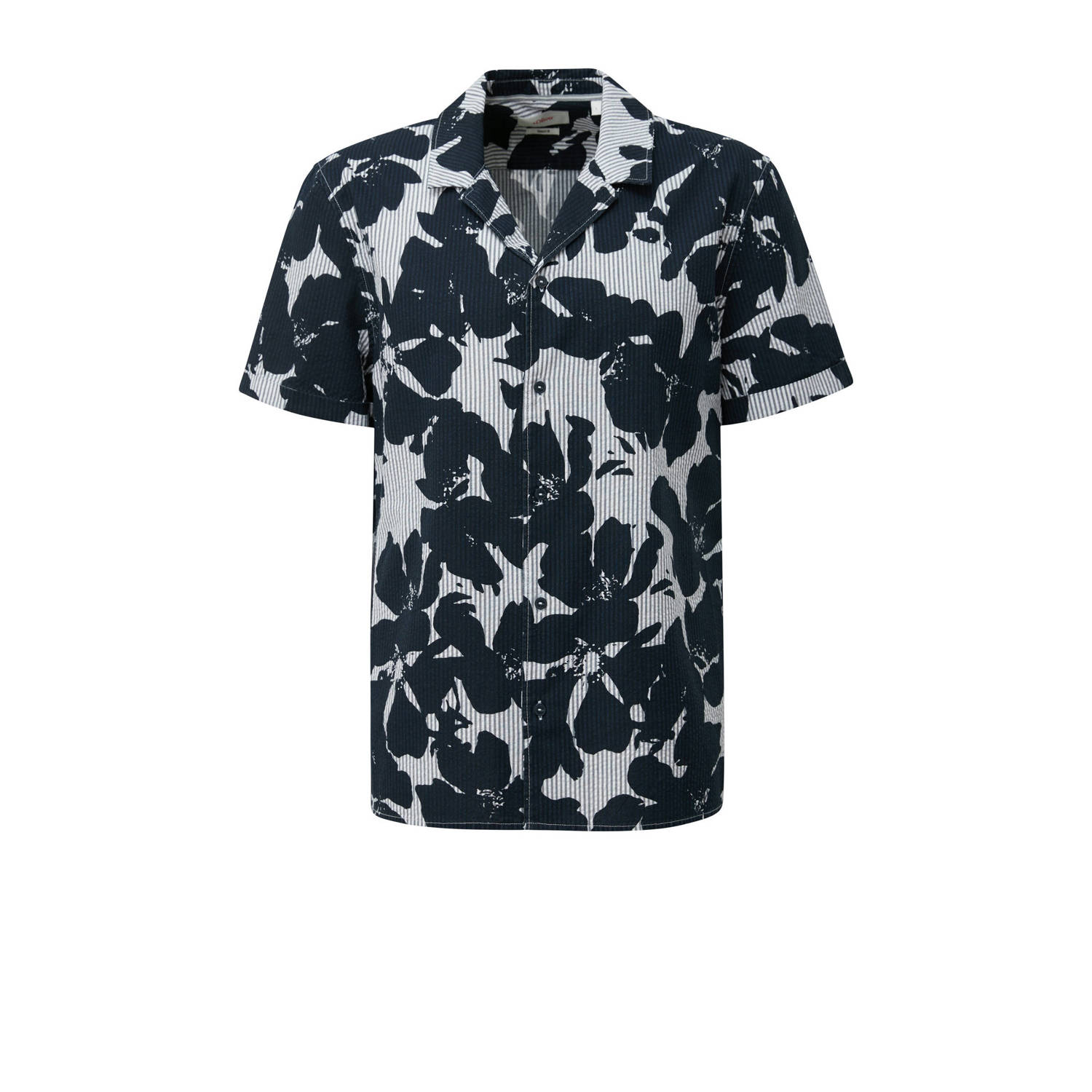 s.Oliver regular fit overhemd met all over print blauw