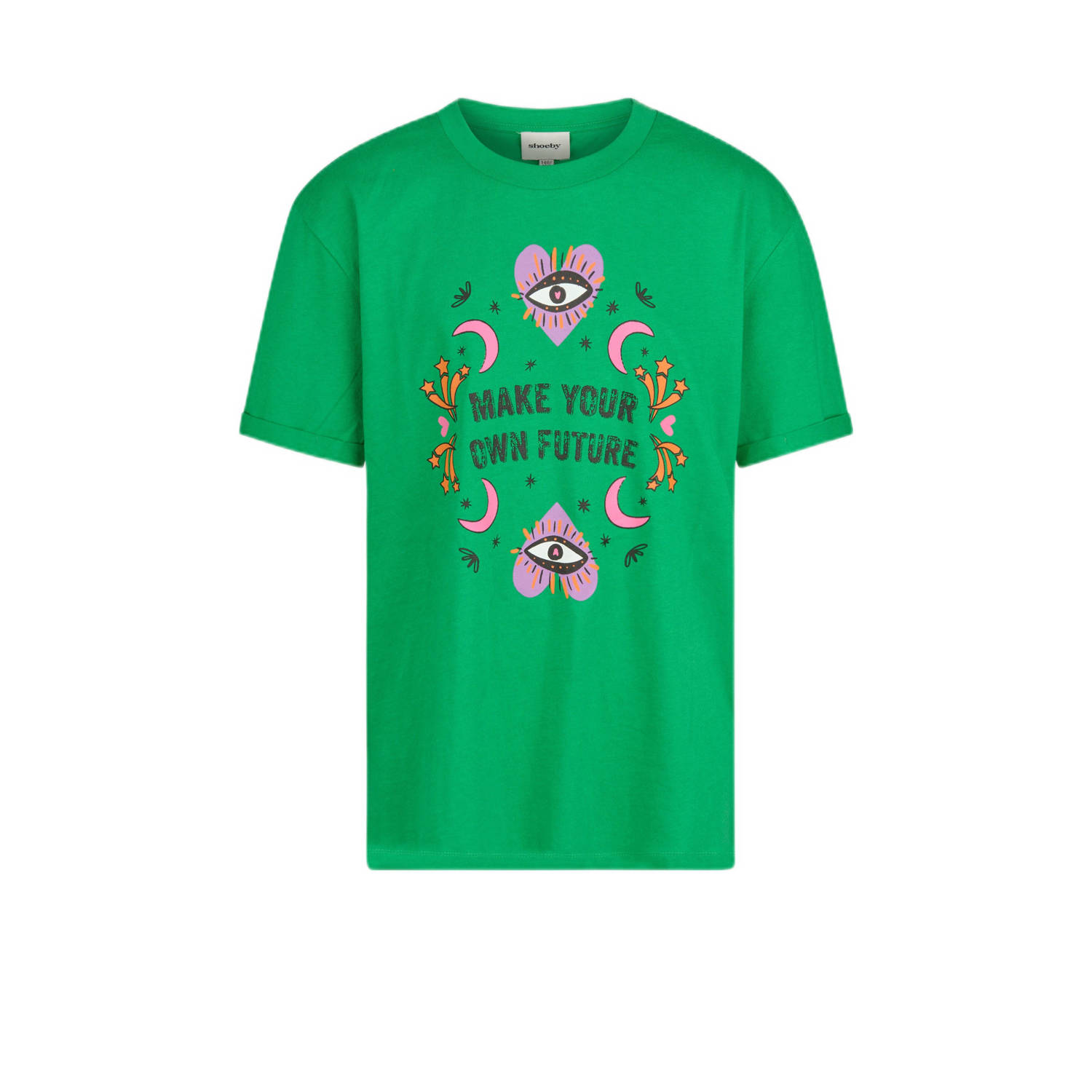 Shoeby T-shirt met printopdruk groen Meisjes Katoen Ronde hals Printopdruk 158 164