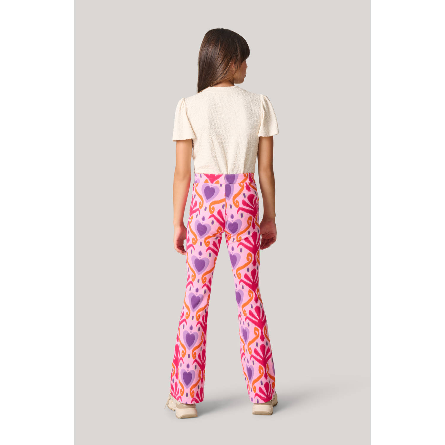 Shoeby high waist flared broek met all over print roze