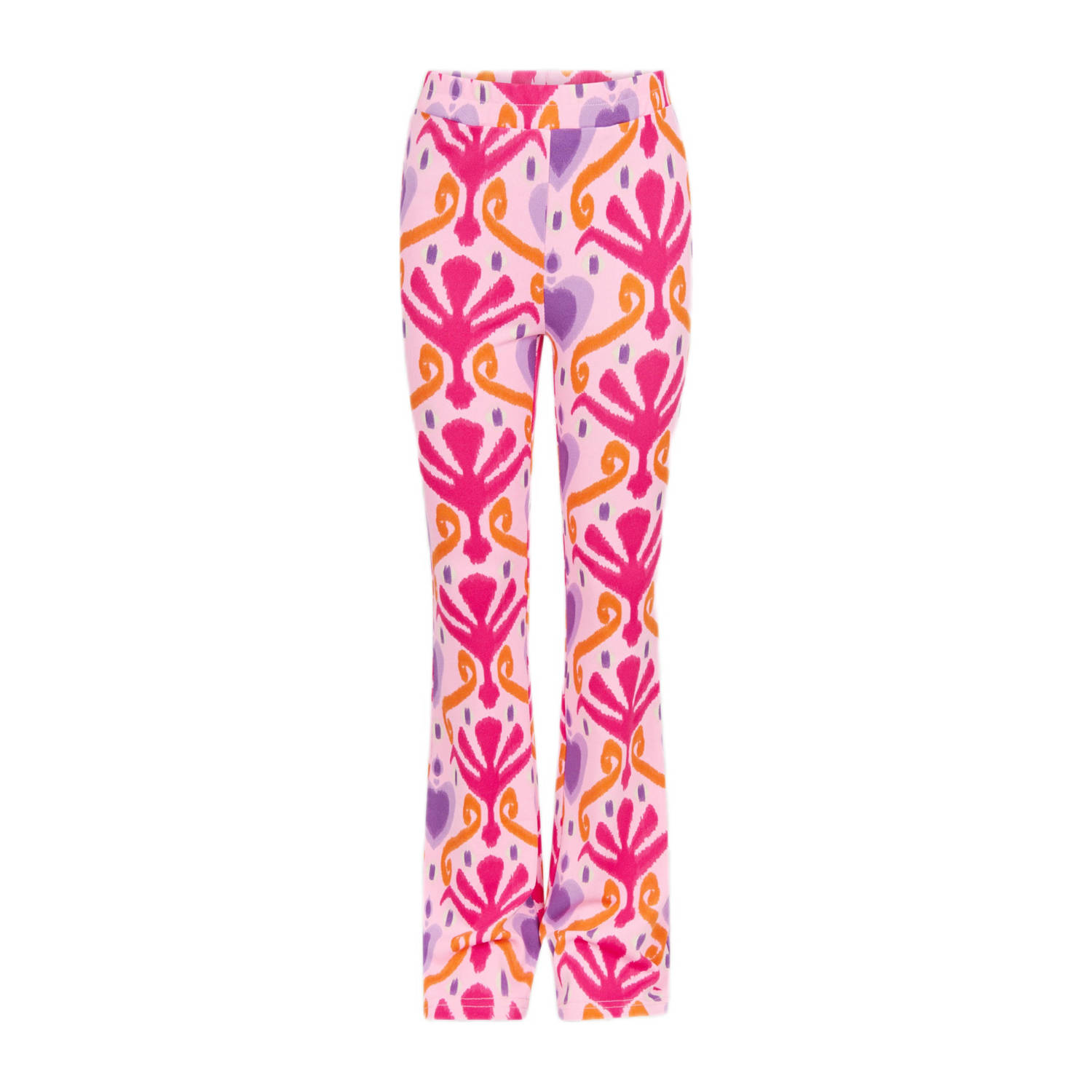 Shoeby high waist flared broek met all over print roze Meisjes Polyester 110 116