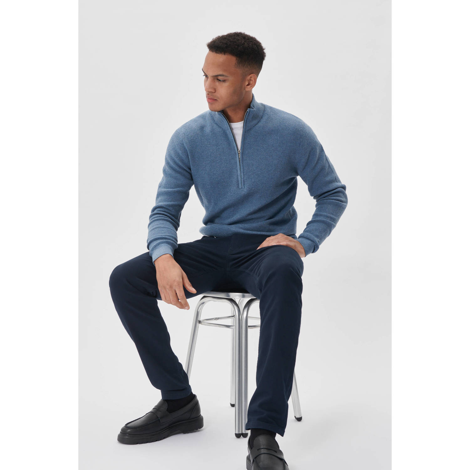 Matinique gebreide trui MAlagoon Z blauw