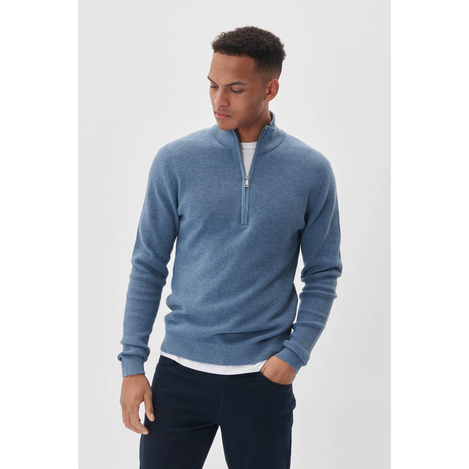 Matinique Gebreide pullover met opstaande kraag model 'lagoon'