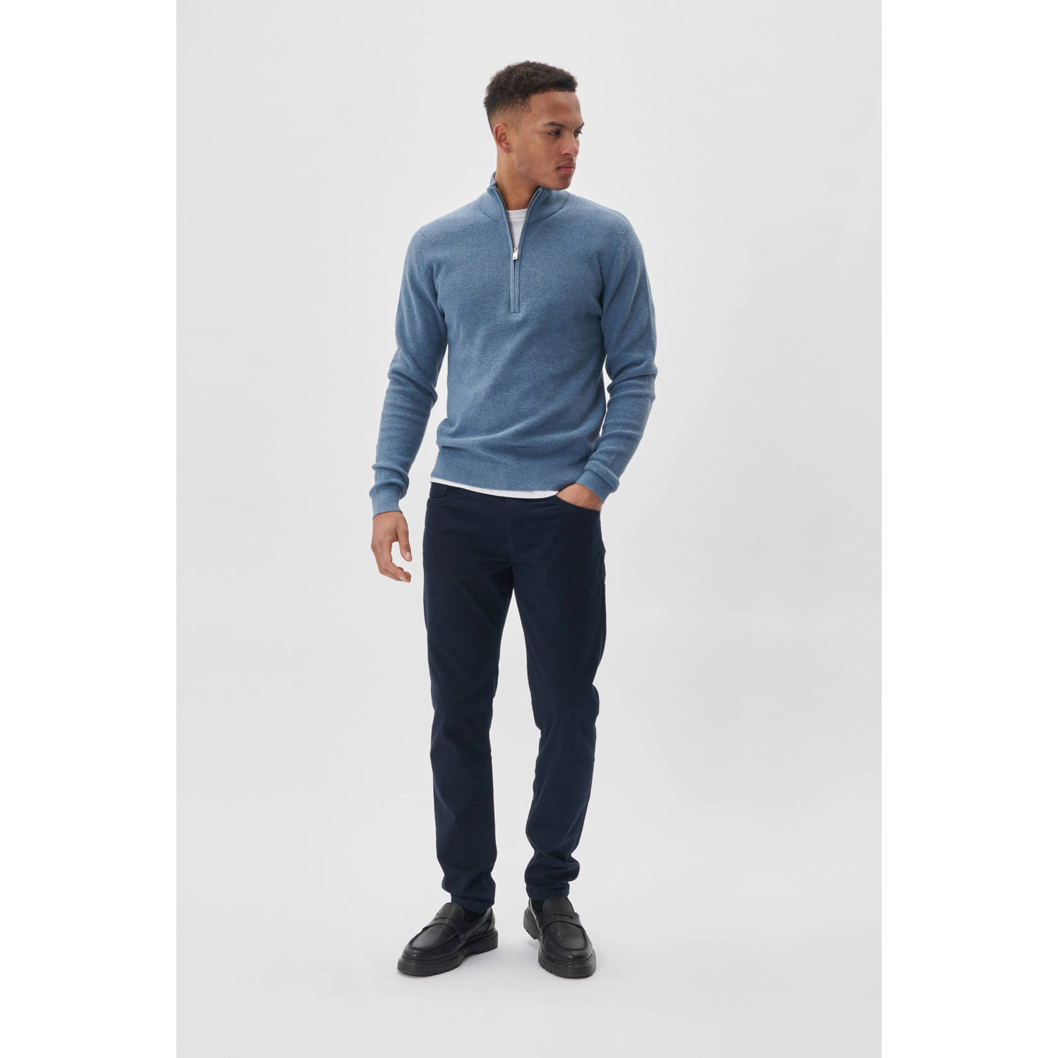 Matinique gebreide trui MAlagoon Z blauw