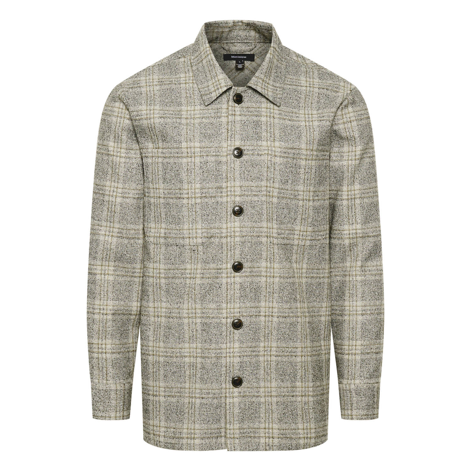 Matinique geruit overshirt MAdamo P met wol taupe