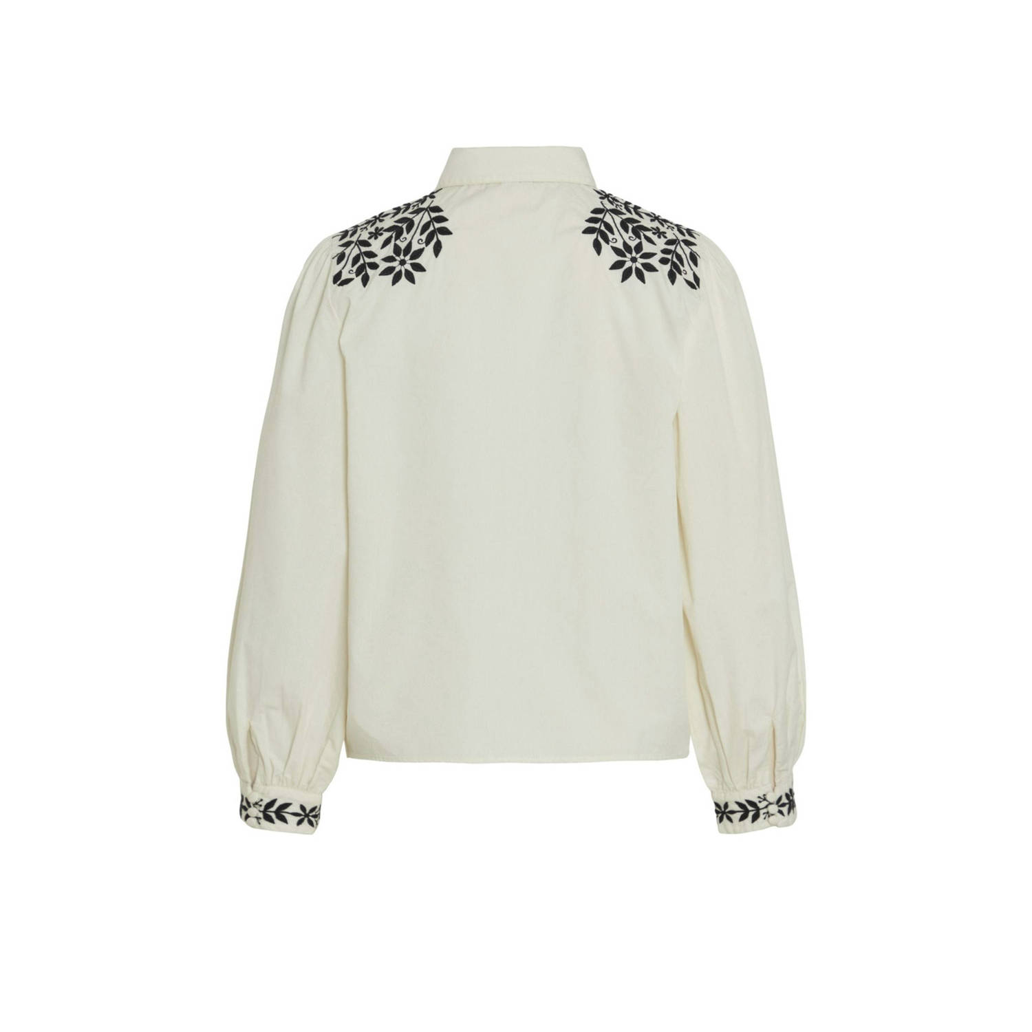 VILA gebloemde blouse VICARIA crème zwart