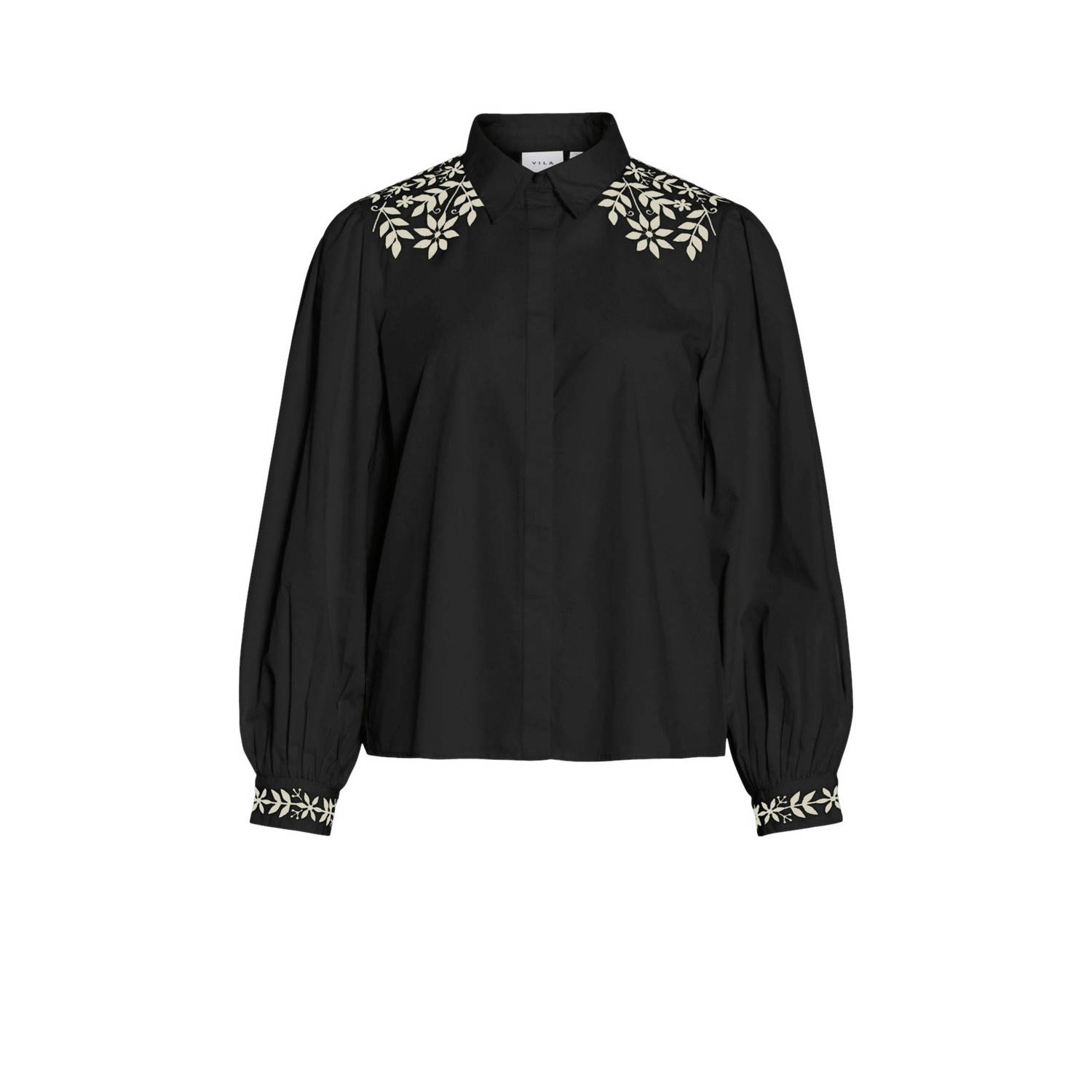 VILA gebloemde blouse VICARIA zwart crème