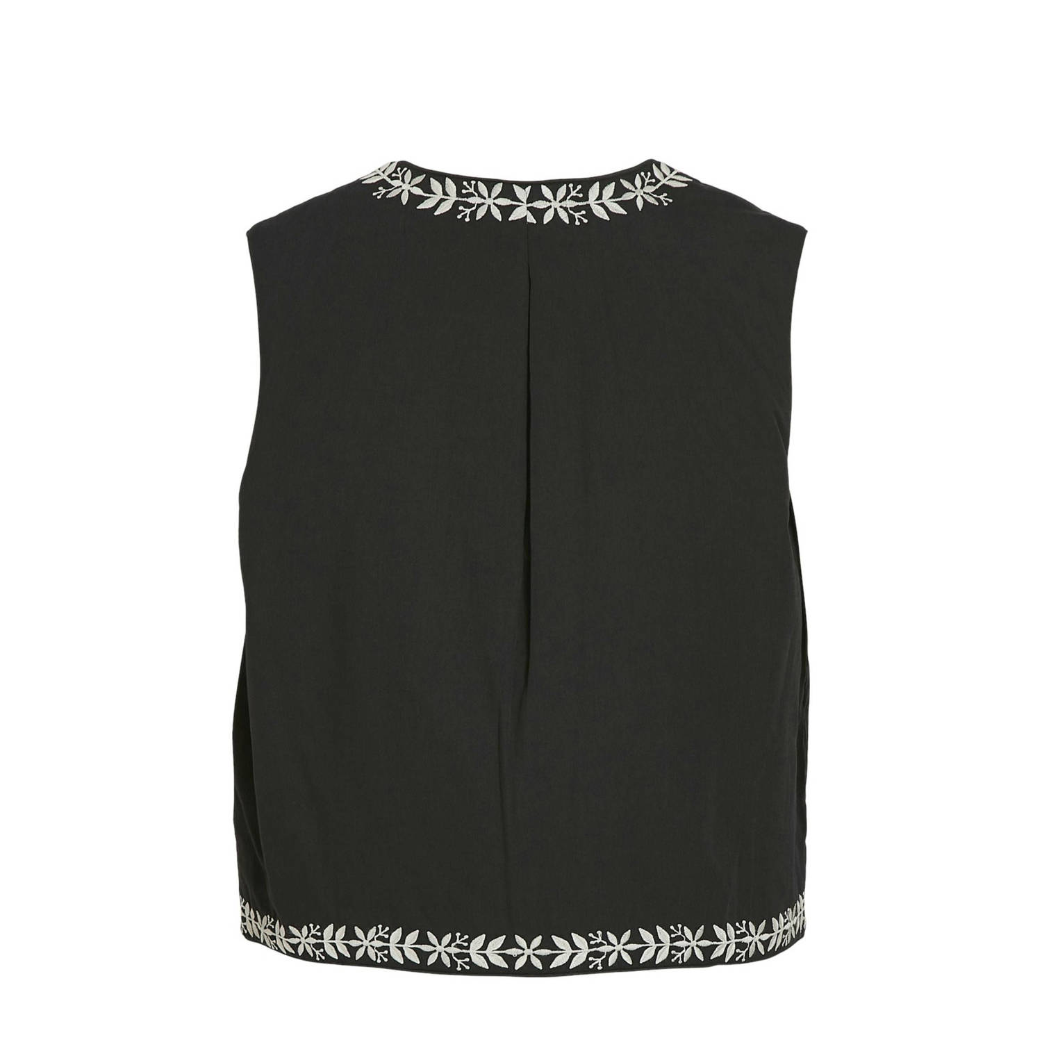 VILA gebloemd gilet VICARIA zwart crème