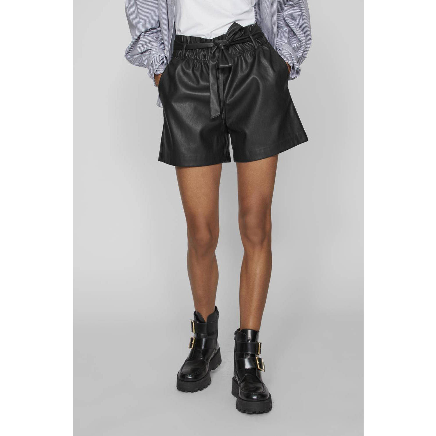 VILA high waist regular fit short zwart
