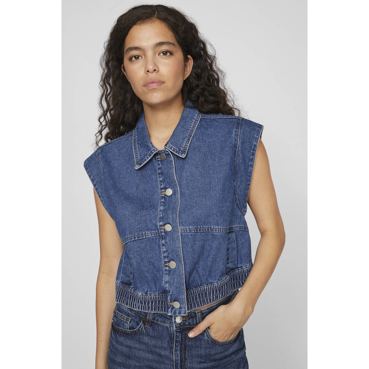 VILA gilet VICA medium blue denim