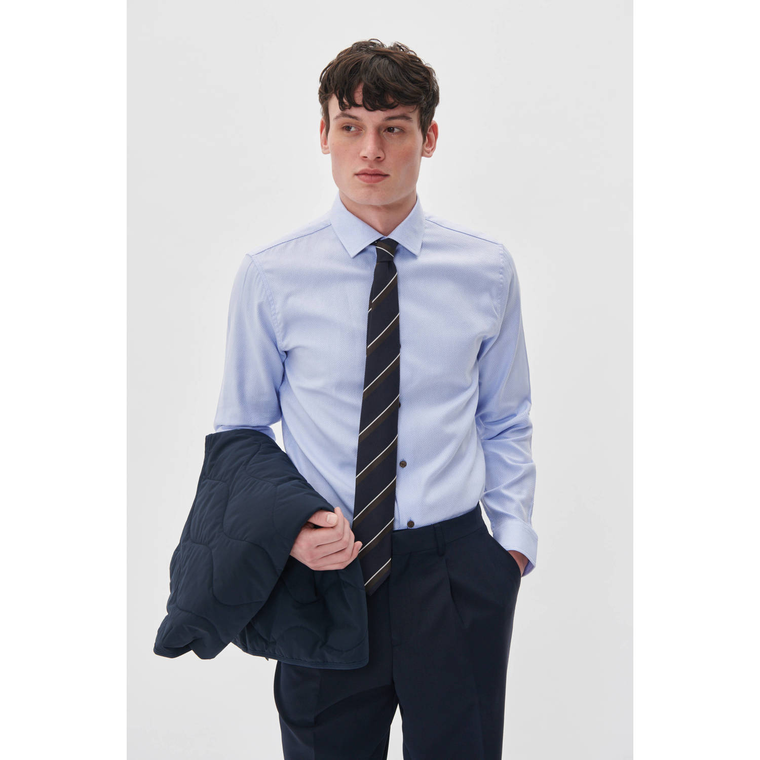 Matinique regular fit overhemd MAtrostol met all over print Chambray Blue