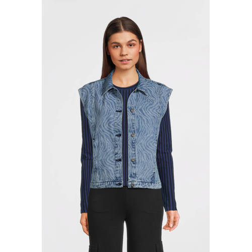 LOOXS 10sixteen gilet met all over print medium blue denim afbeelding