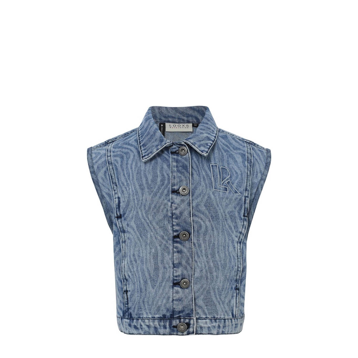 LOOXS 10sixteen gilet met all over print medium blue denim