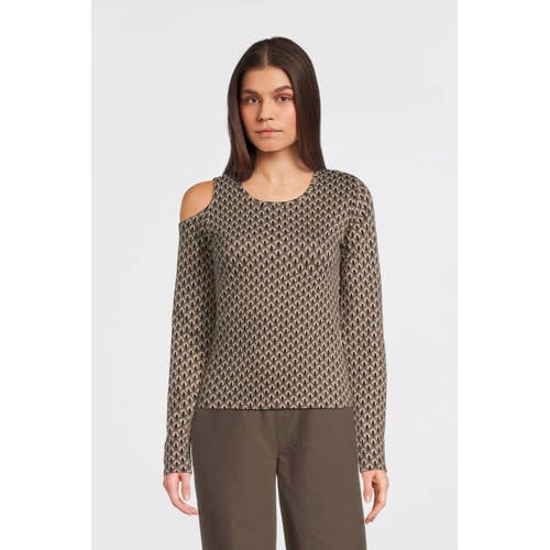 LOOXS 10sixteen longsleeve met all over print beige/zwart afbeelding