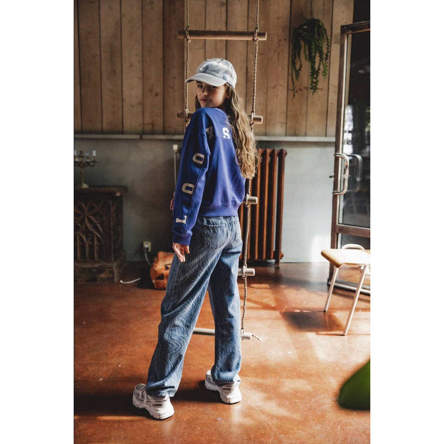 LOOXS 10sixteen sweater met tekst koningsblauw
