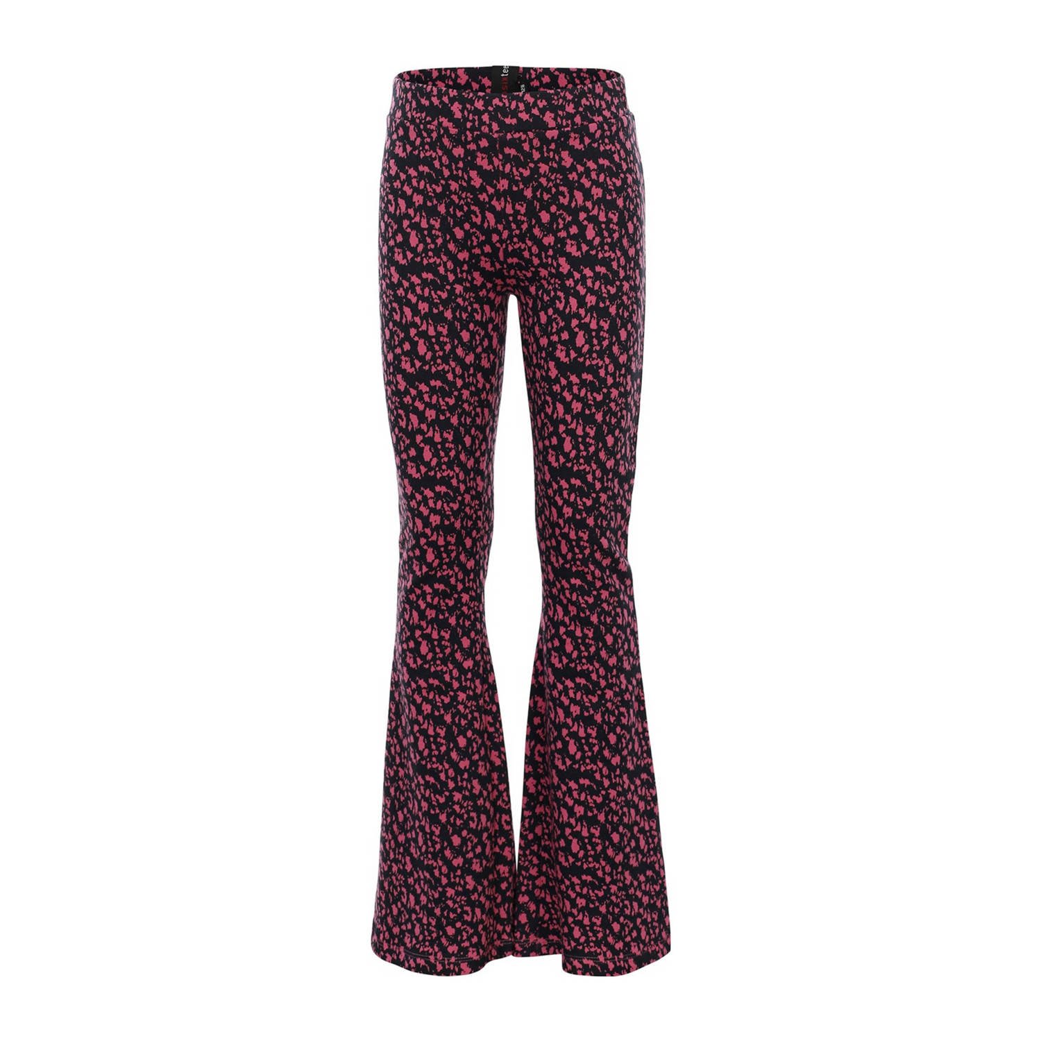 LOOXS 10sixteen flared broek met all over print roze zwart Meisjes Stretchkatoen 170 176