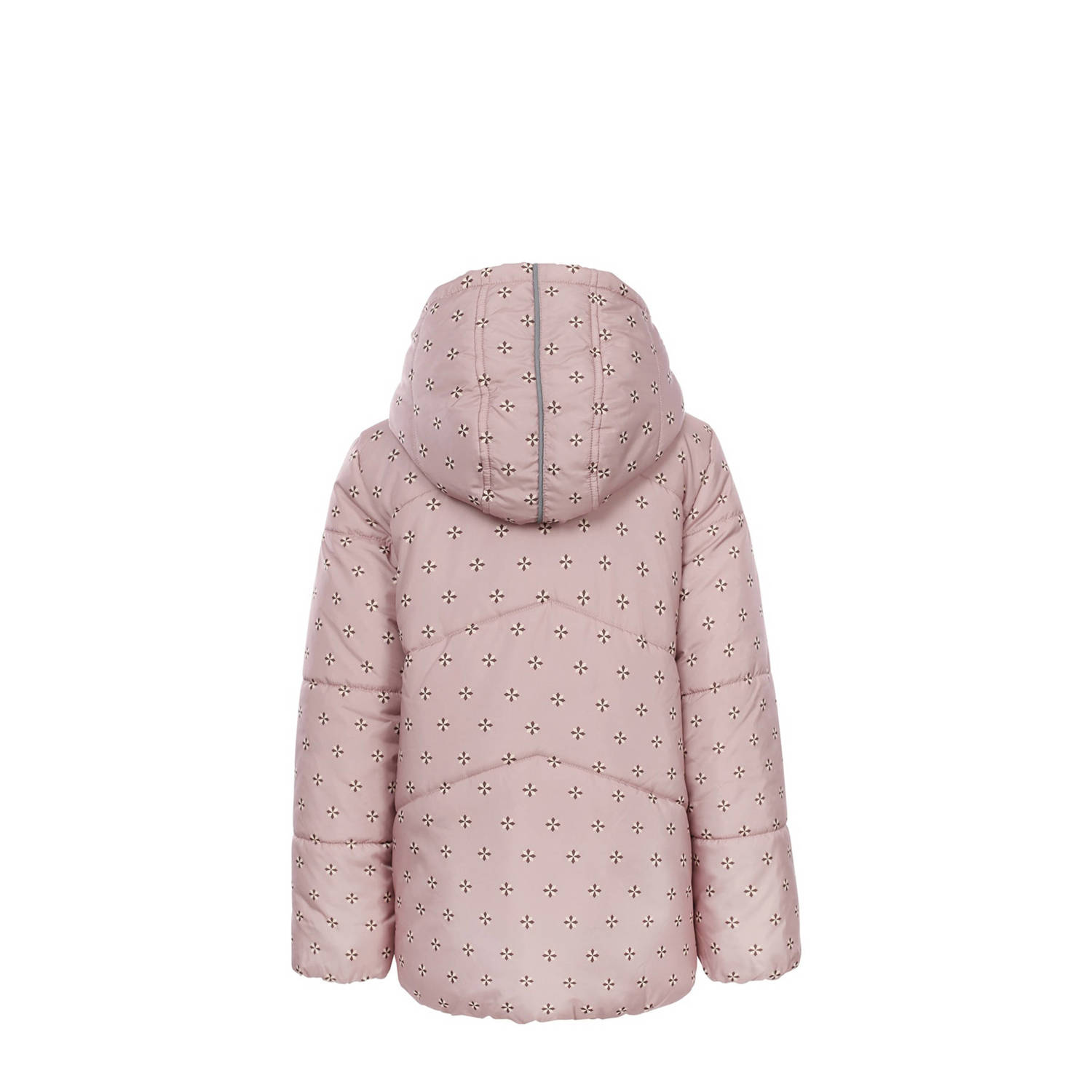 LOOXS little gewatteerde winterjas met all over print roze