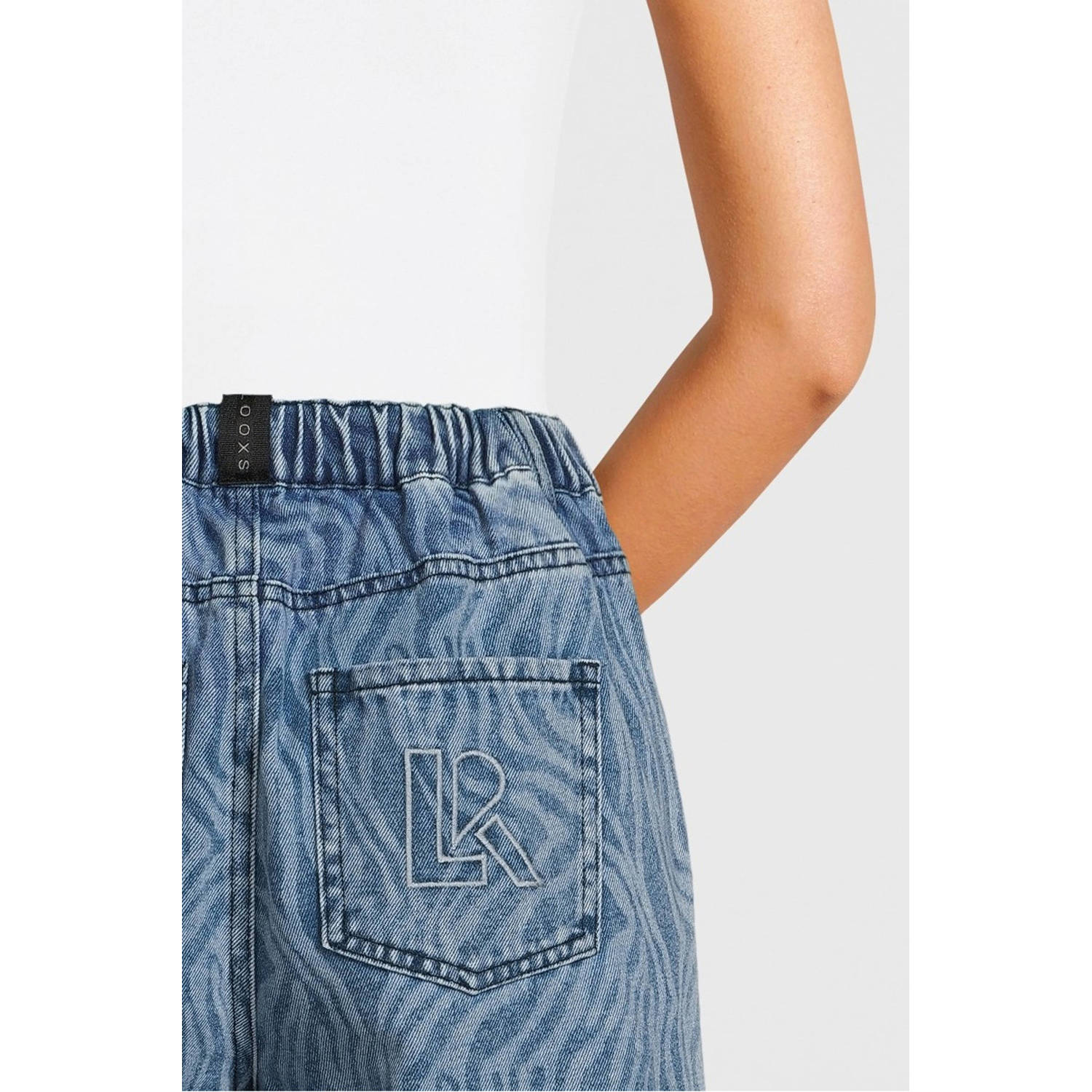 LOOXS 10sixteen loose fit jeans met all over print royal blue