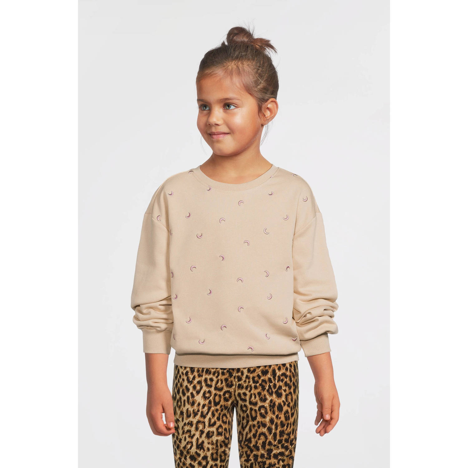 LOOXS little sweater met all over print ecru