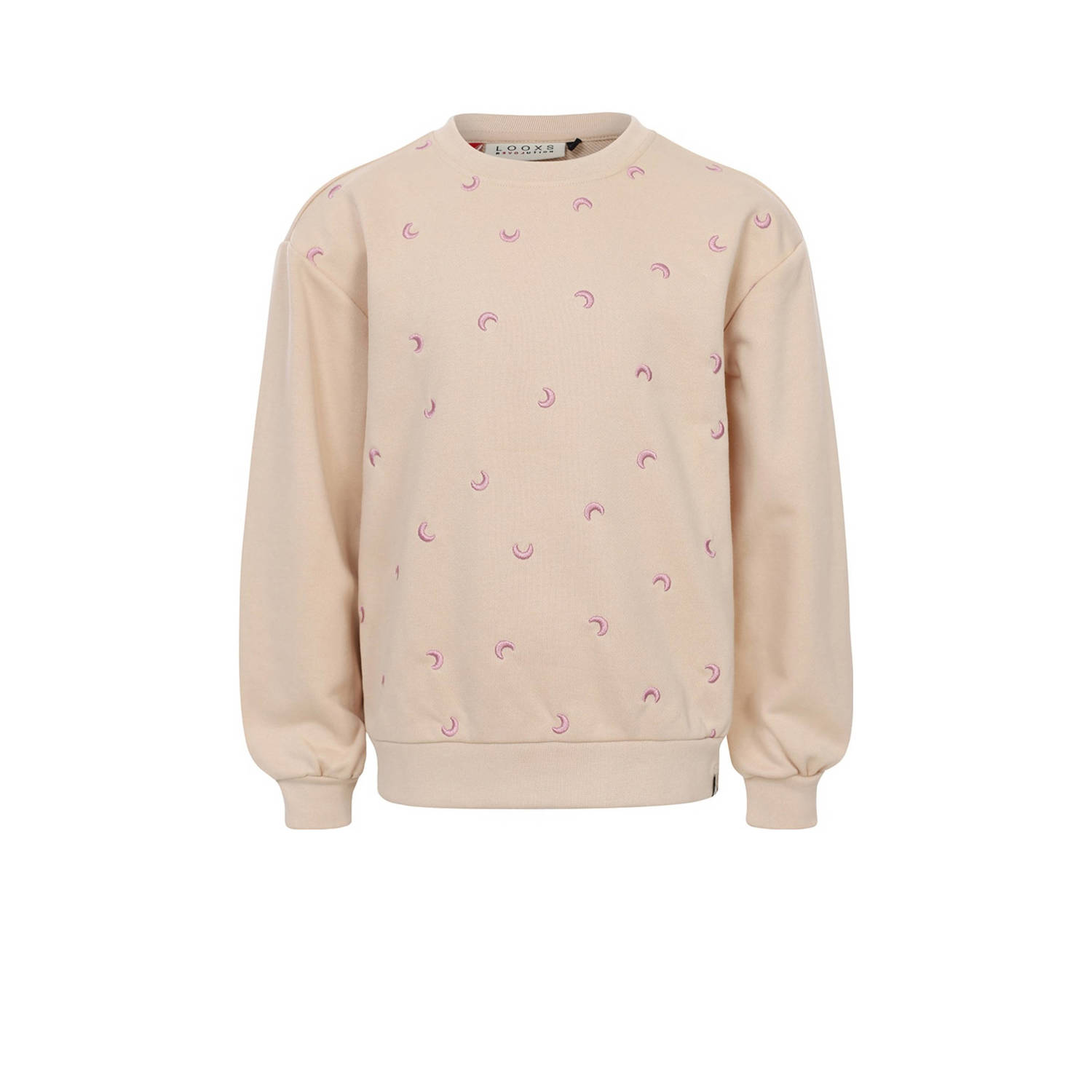 LOOXS little sweater met all over print ecru Meisjes Katoen Ronde hals 110