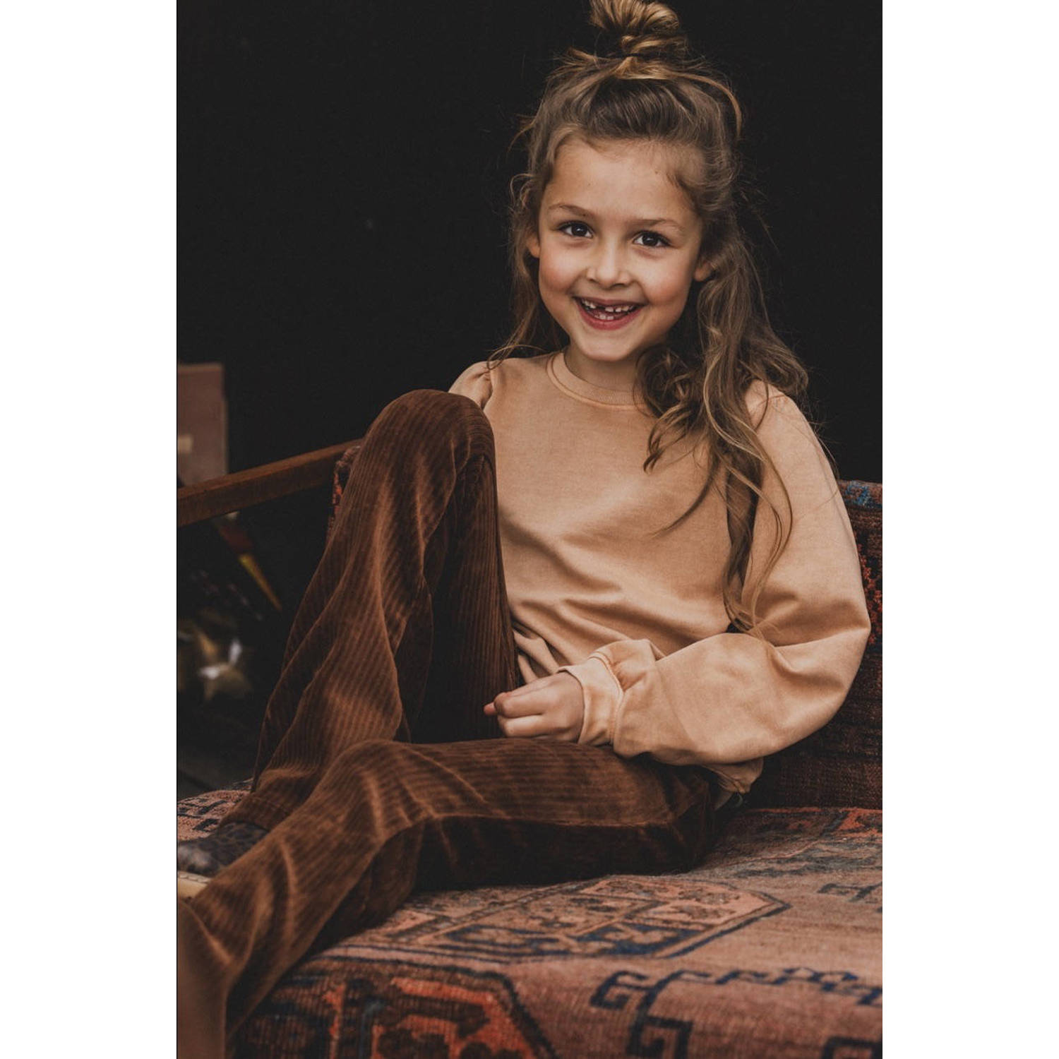LOOXS little sweater met backprint bruin