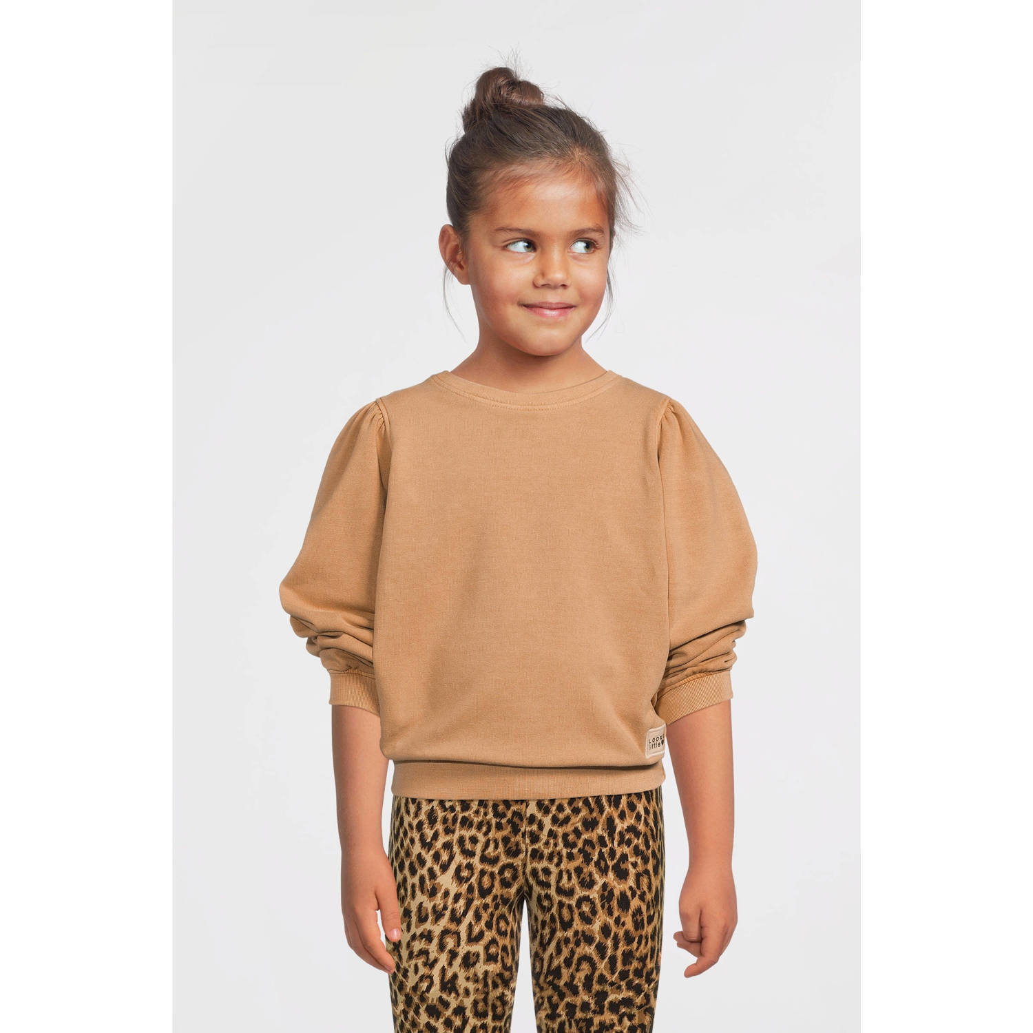 LOOXS little sweater met backprint bruin