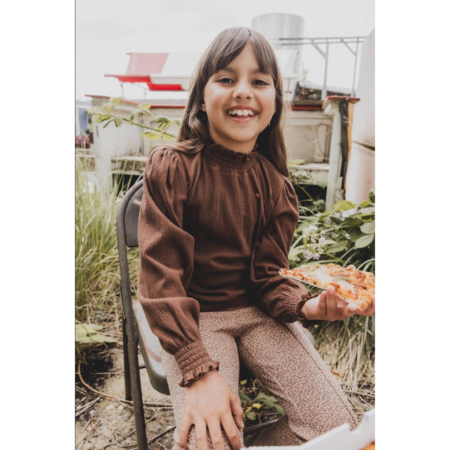 LOOXS little broek met all over print bruin