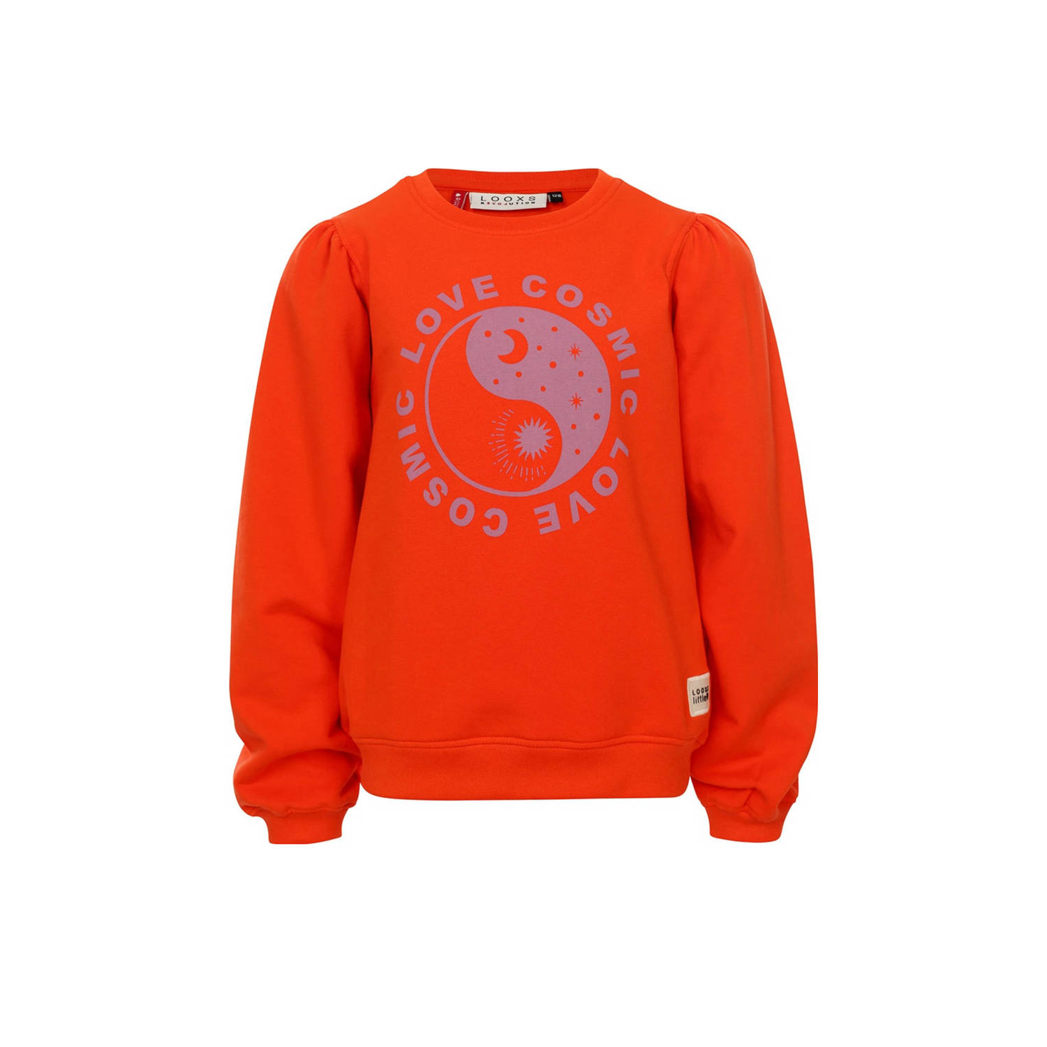 LOOXS little sweater met printopdruk oranje Meisjes Stretchkatoen Ronde hals 104