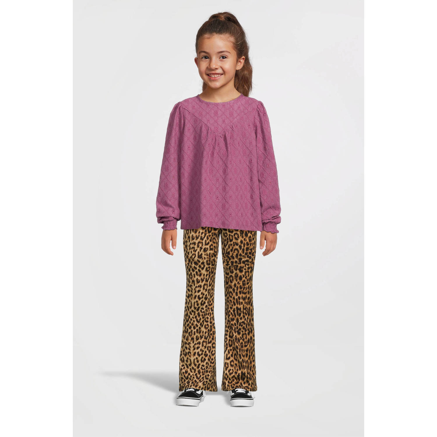 LOOXS little kanten top met all over print paars