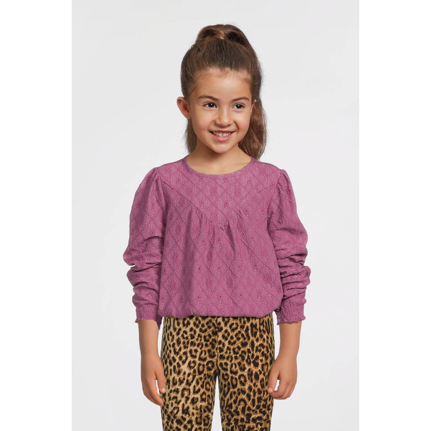 LOOXS little kanten top met all over print paars All over print 116