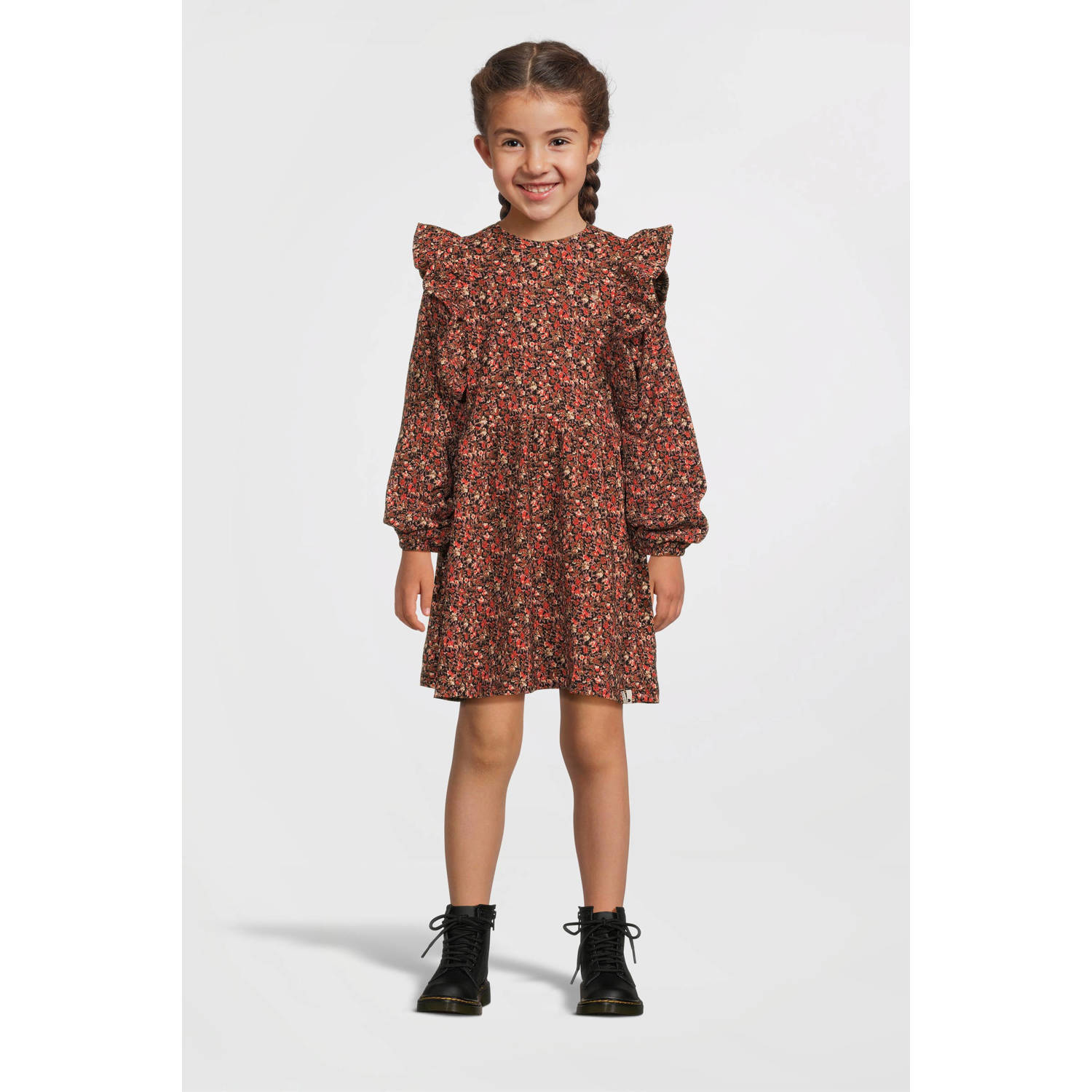 LOOXS little gebloemde jurk oranje