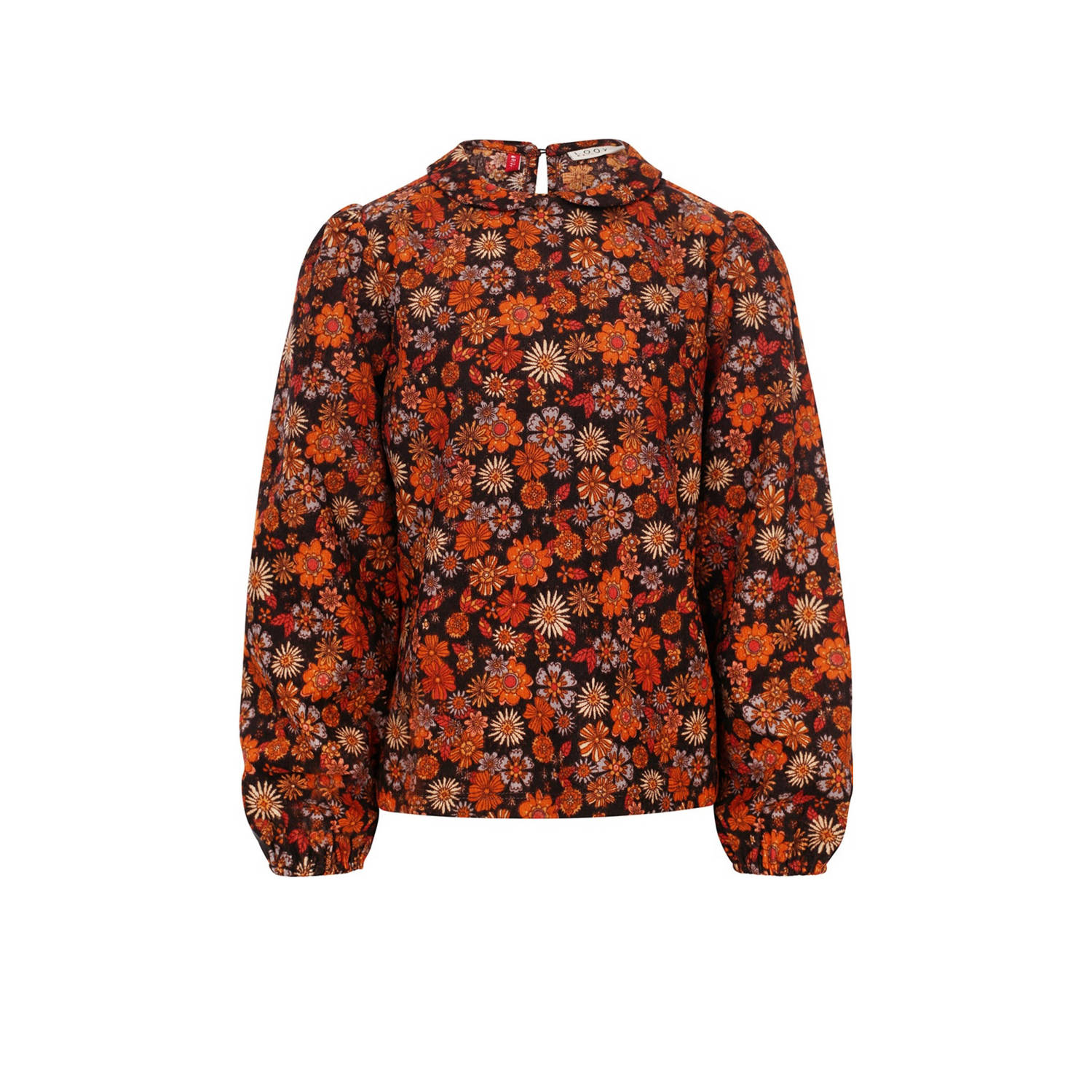 LOOXS little gebloemde corduroy blouse oranje Bloemen 128