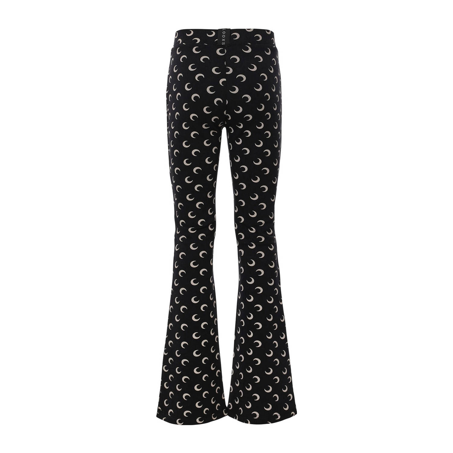 LOOXS 10sixteen flared broek met all over print zwart ecru