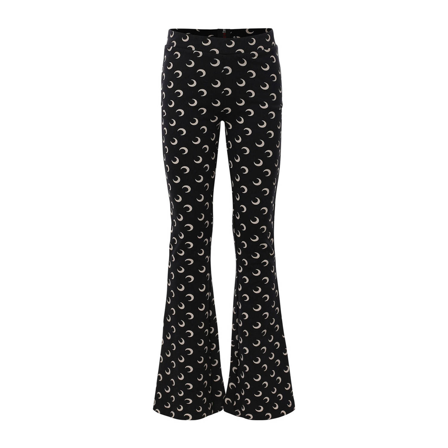 LOOXS 10sixteen flared broek met all over print zwart ecru