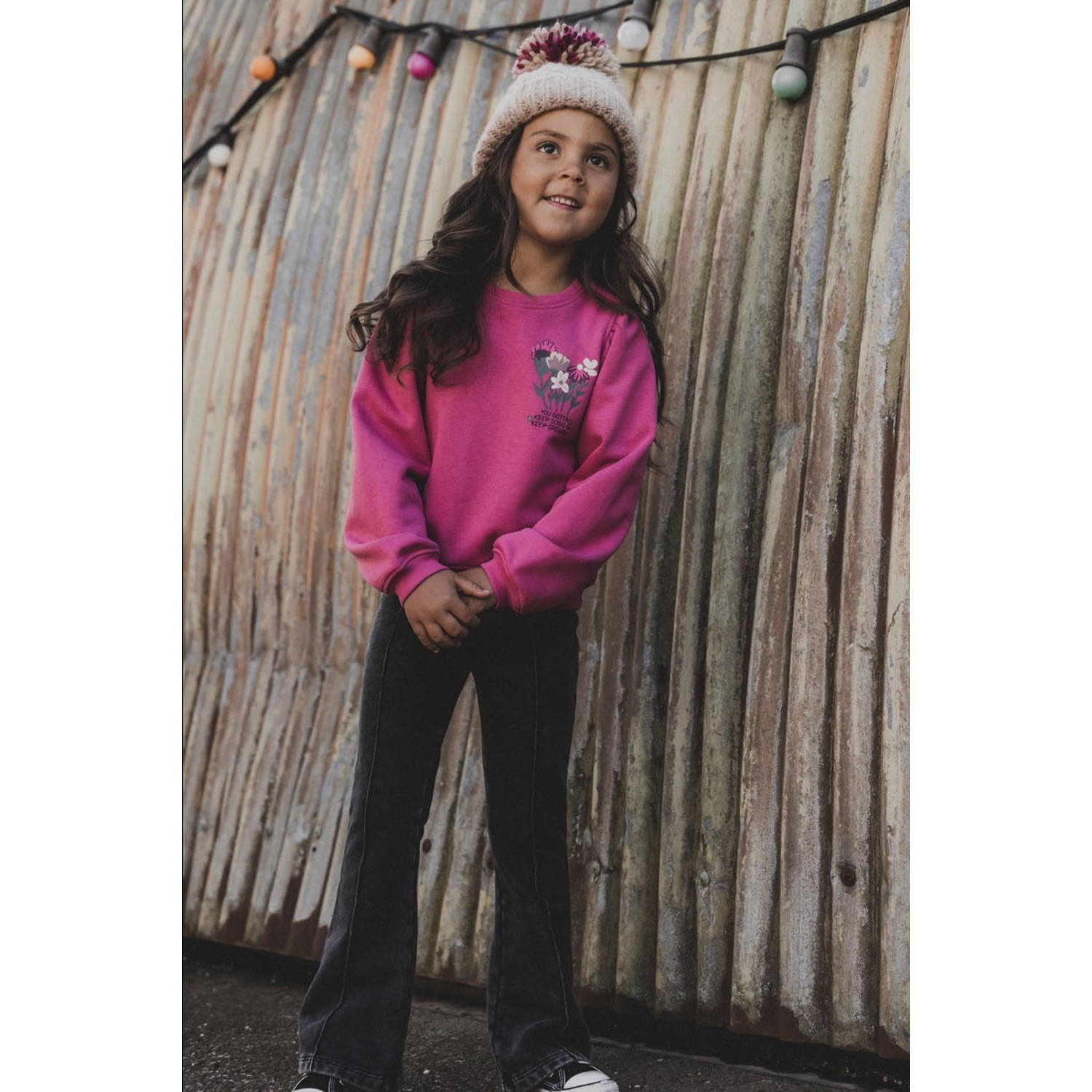 LOOXS little sweater met printopdruk donkerroze