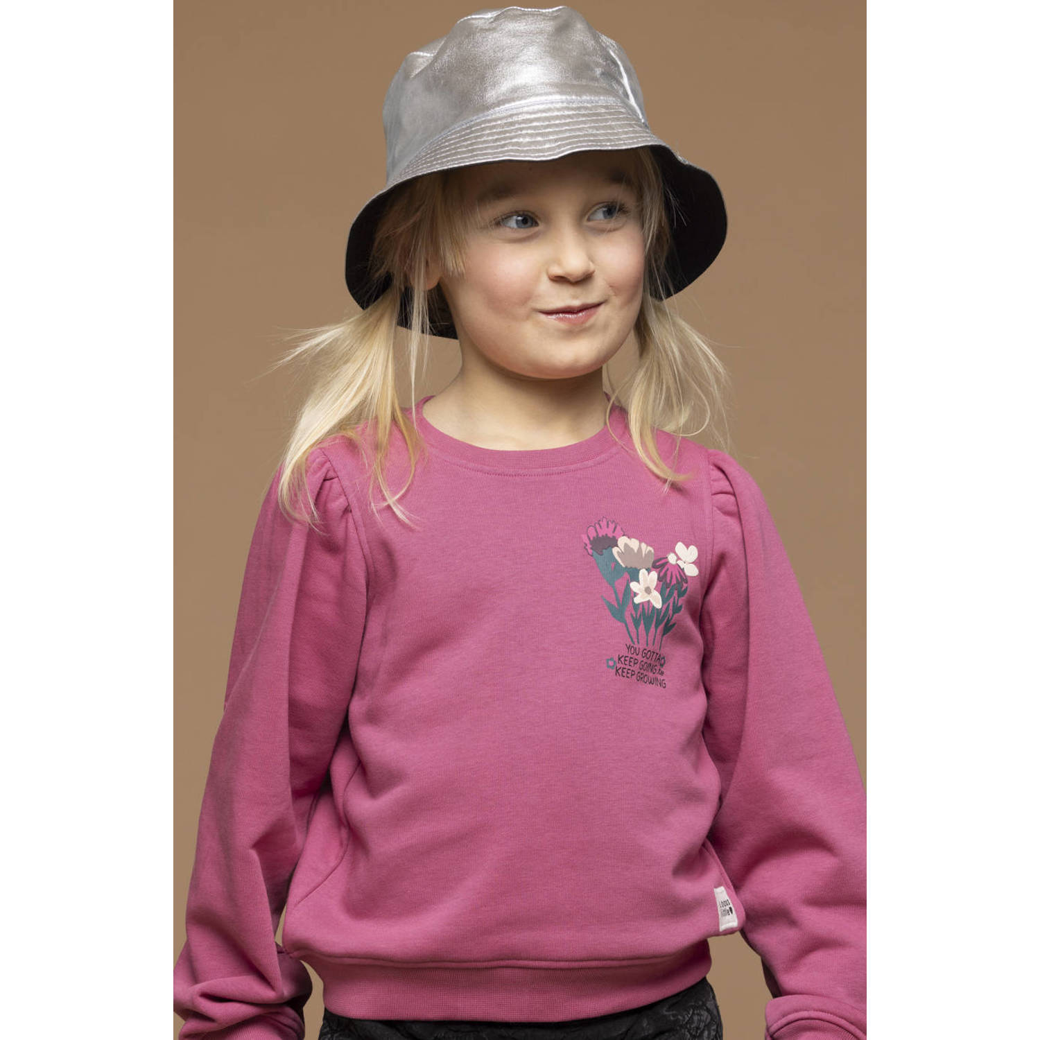LOOXS little sweater met printopdruk donkerroze
