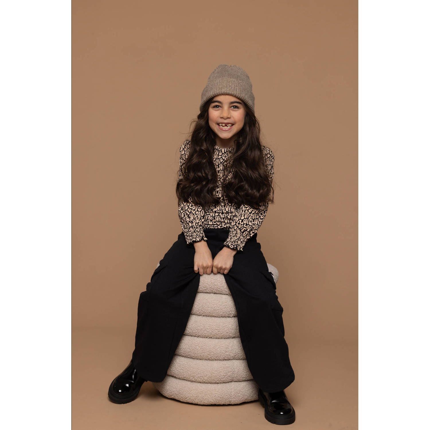 LOOXS little wide leg cargobroek zwart
