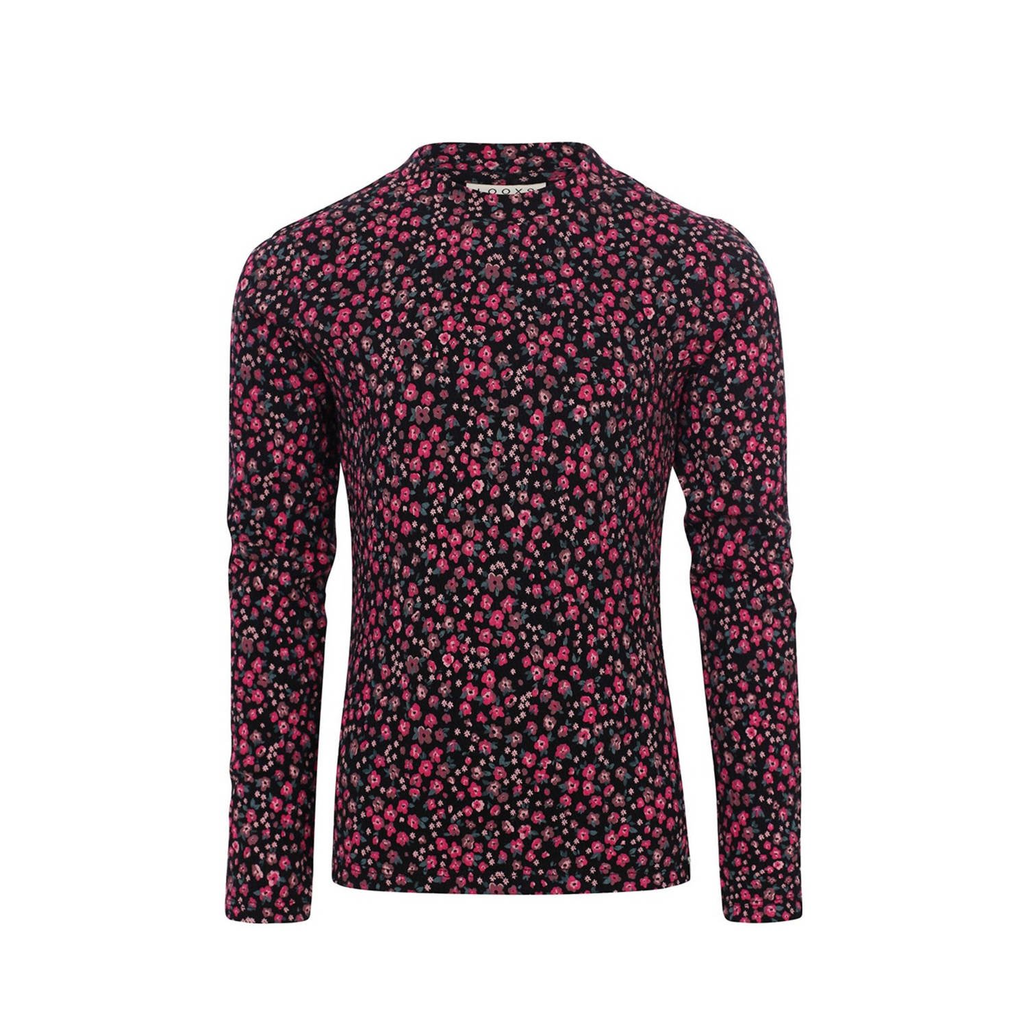 LOOXS little gebloemde longsleeve zwart fuchsia