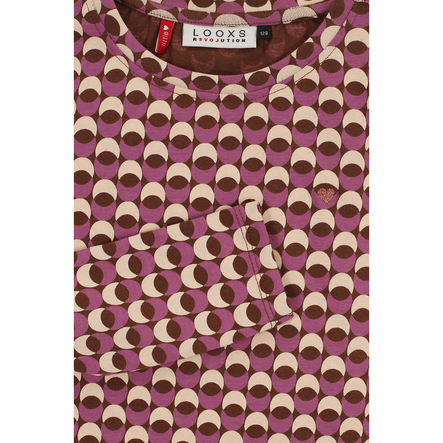 LOOXS little longsleeve met all over print paars bruin ecru