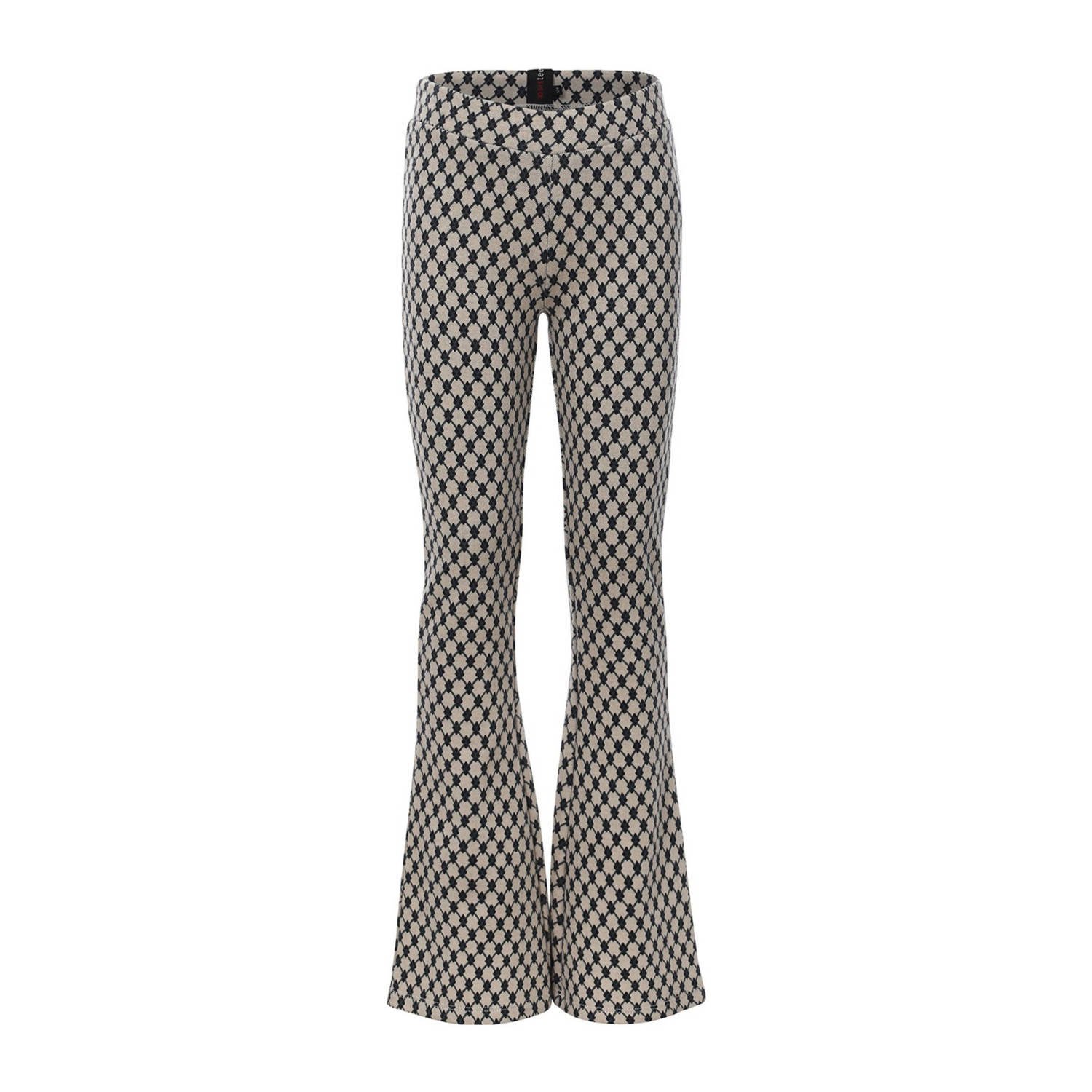 LOOXS 10sixteen flared broek met all over print ecru zwart