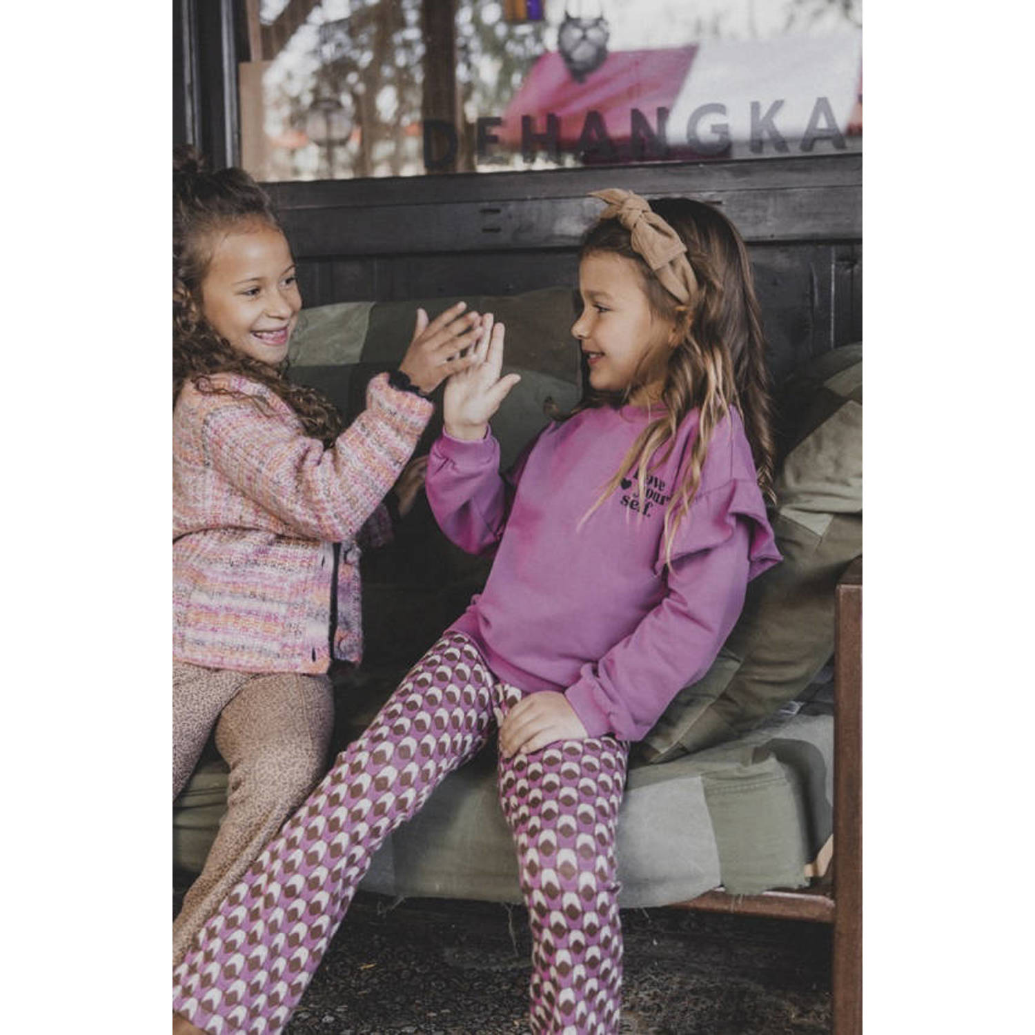 LOOXS little broek met all over print roze
