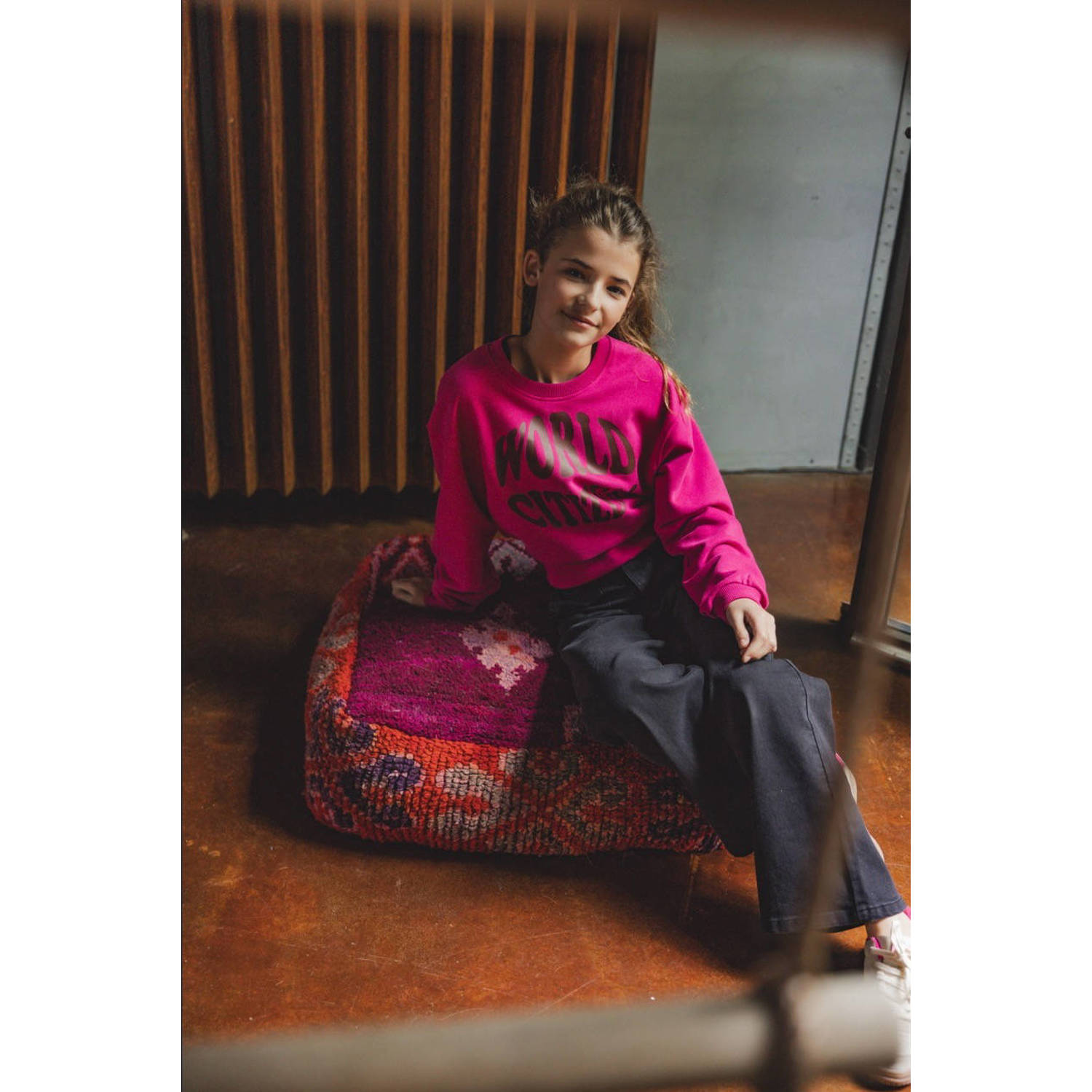 LOOXS 10sixteen sweater met tekst felroze