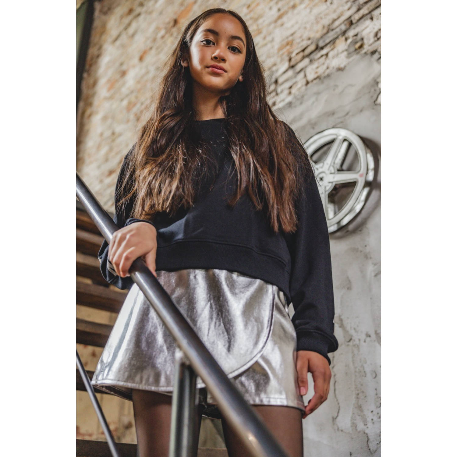 LOOXS 10sixteen sweater met tekst zwart wit