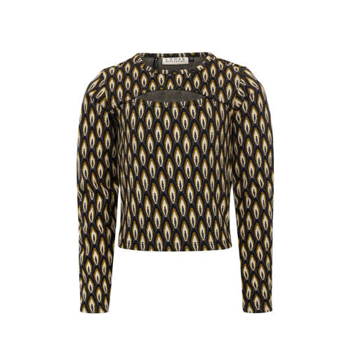 LOOXS 10sixteen top met all over print en open detail mosgoen/zwart afbeelding