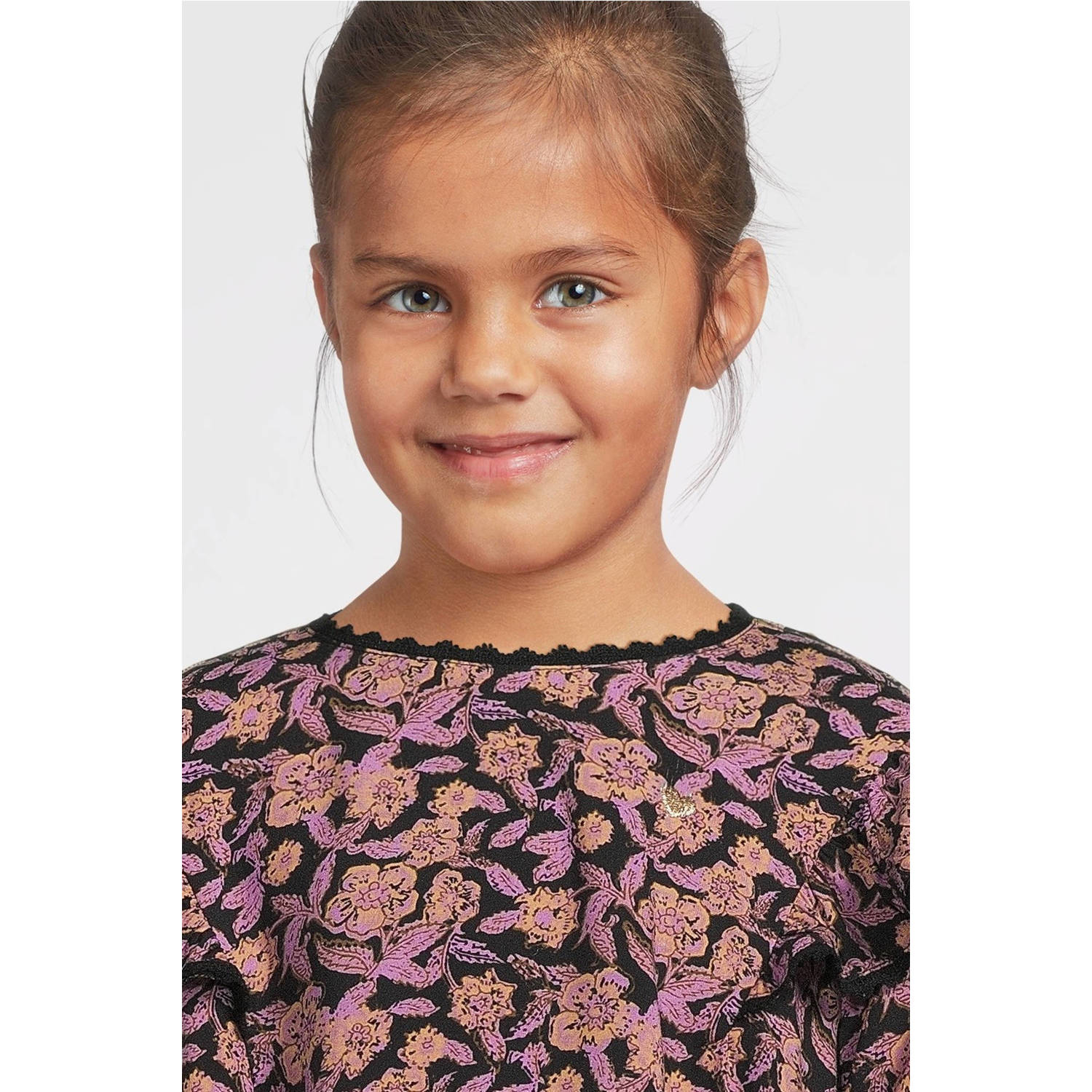 LOOXS little blouse met all over print paars